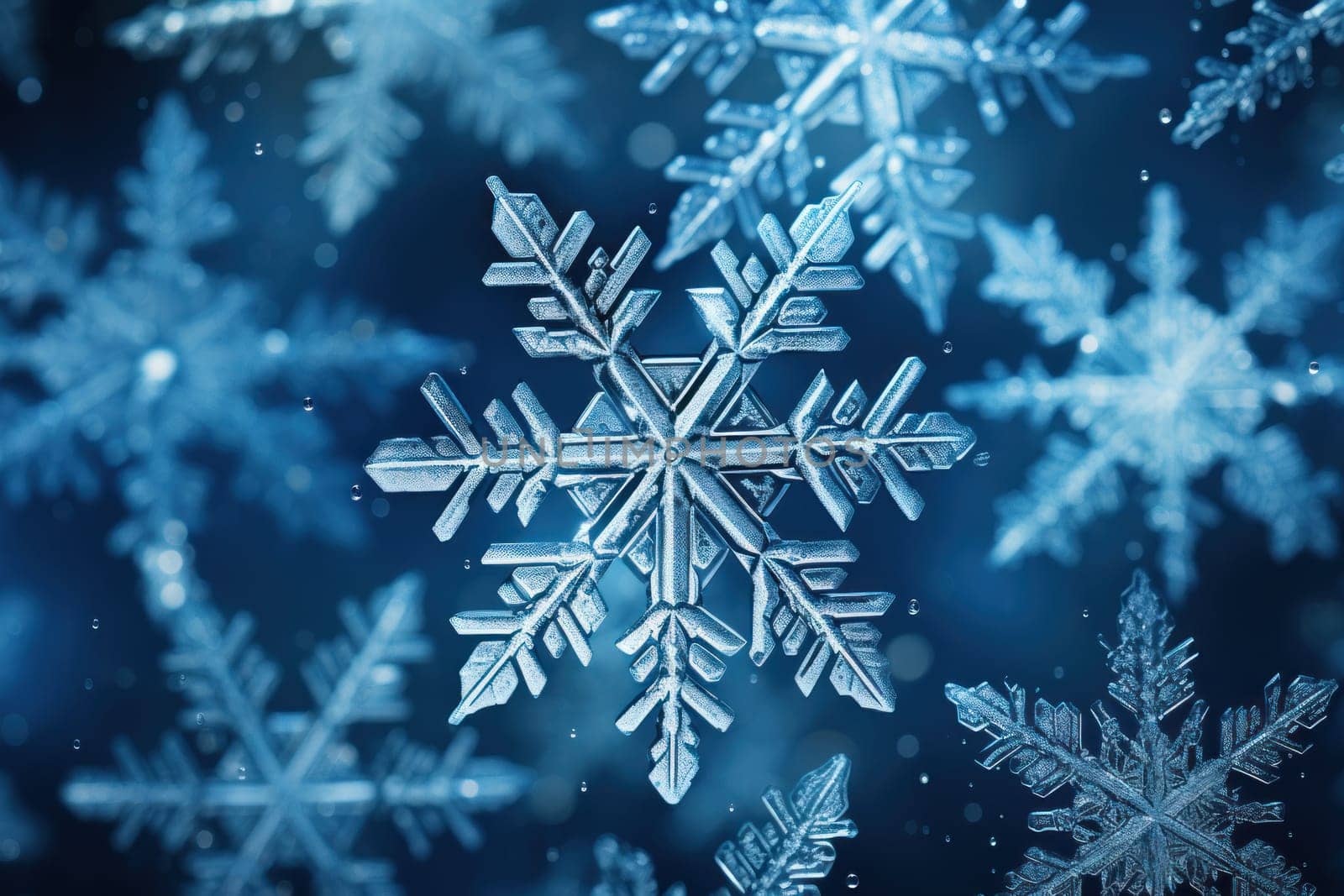 An artistic masterpiece showcasing the exquisite details and singular beauty of individual snowflakes, captured through the lens of macro photography, unraveling their complex, one-of-a-kind designs.