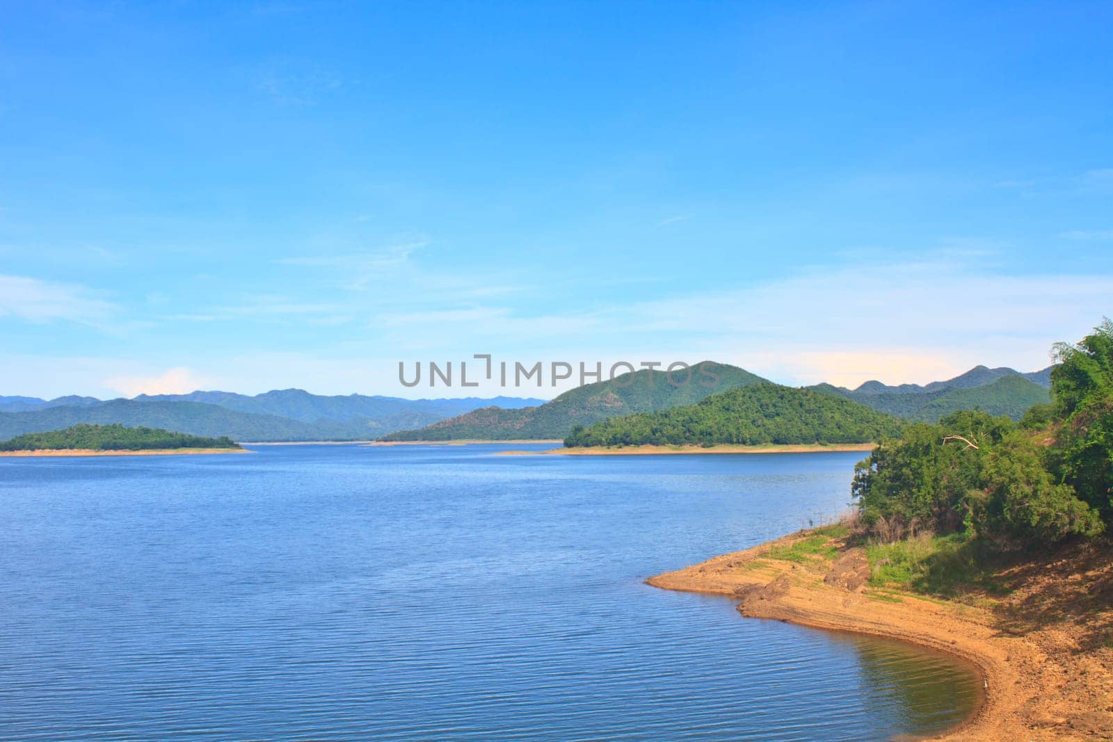 Views over the reservoir Kaengkrachan dam, Phetchaburi Thailand