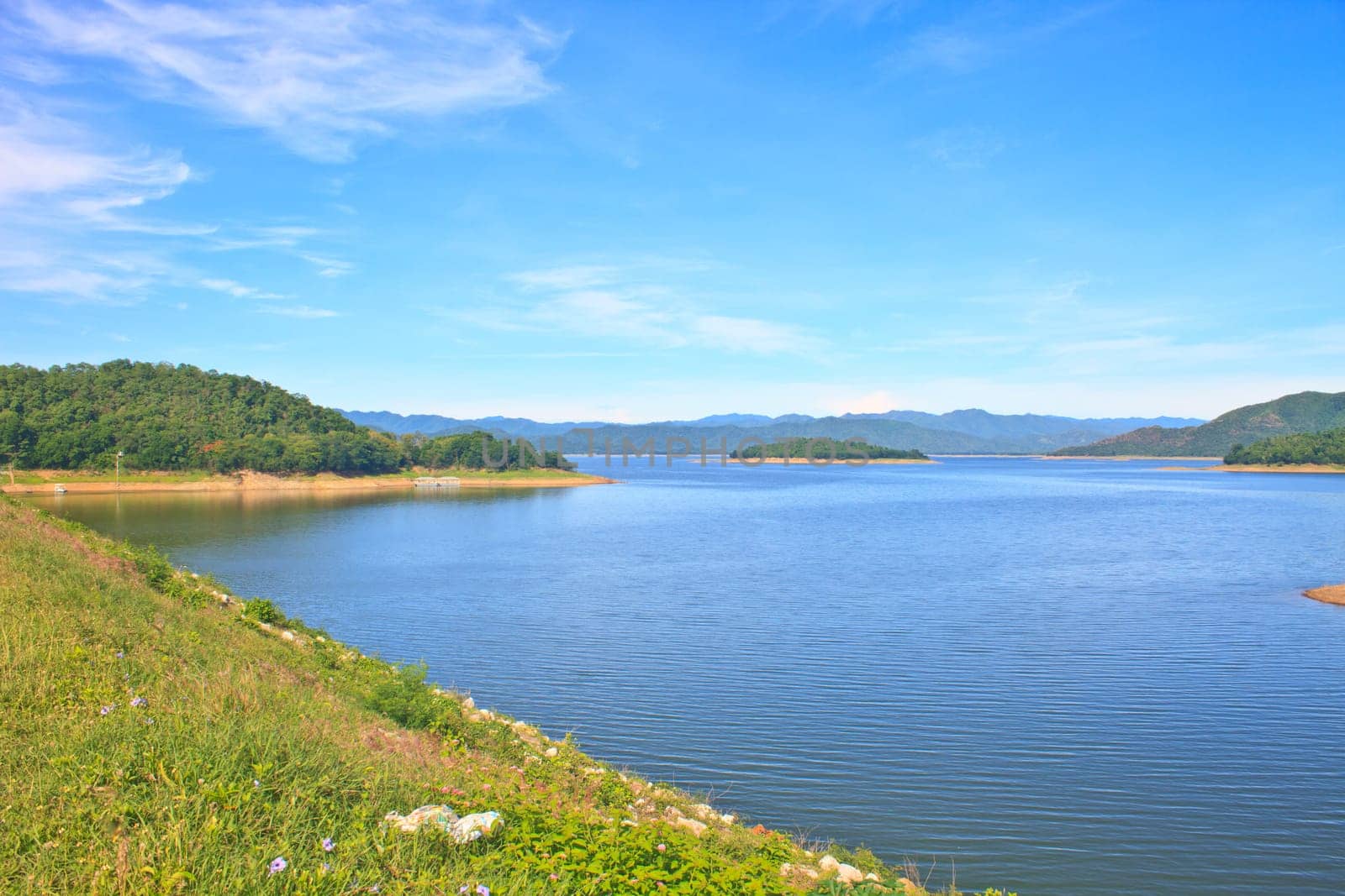 Views over the reservoir Kaengkrachan dam, Phetchaburi Thailand