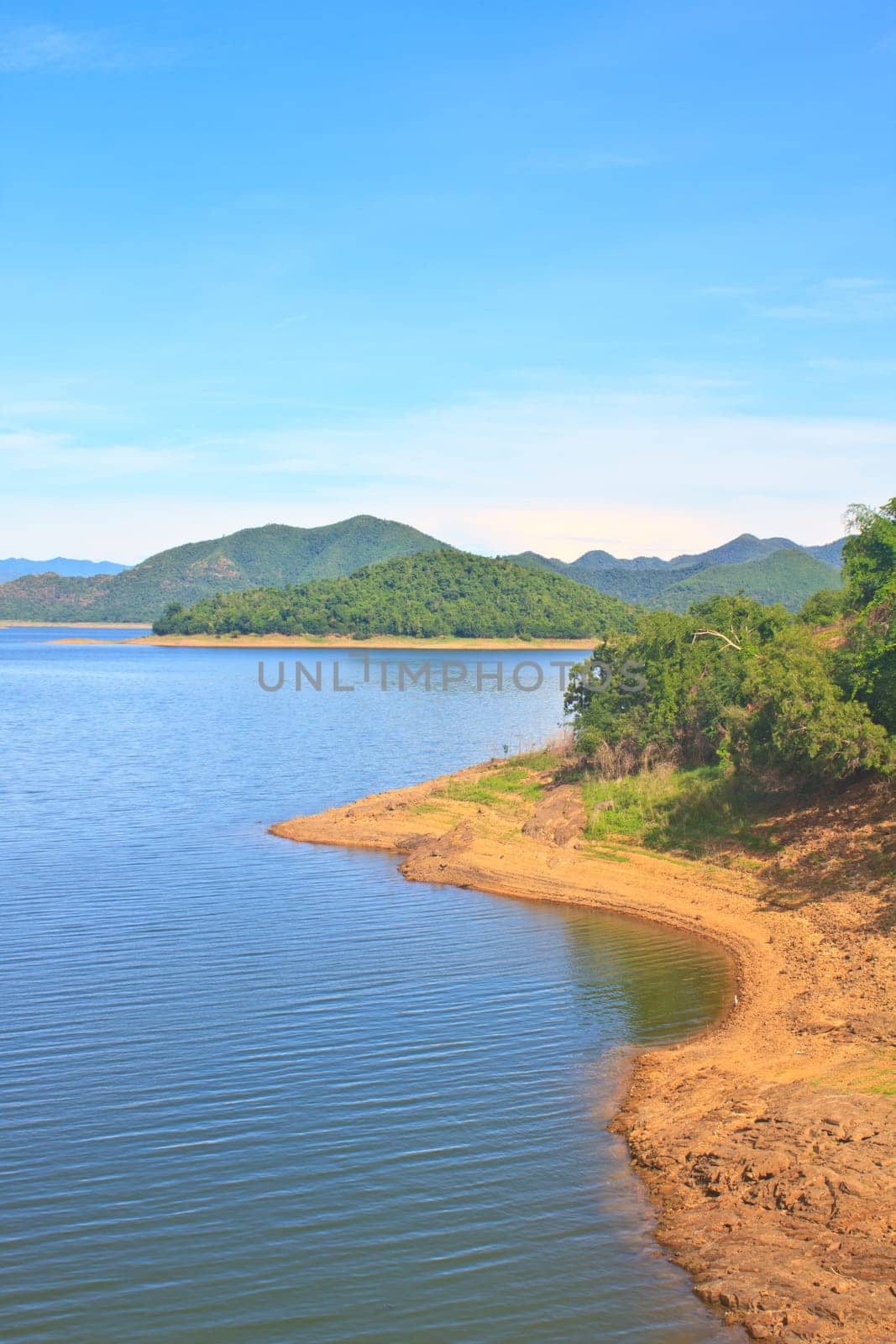 Views over the reservoir Kaengkrachan dam, Phetchaburi Thailand