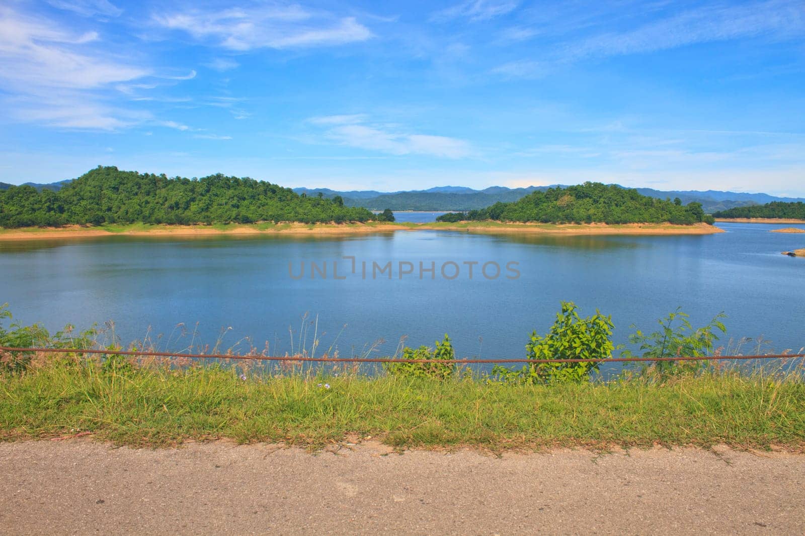 Views over the reservoir Kaengkrachan dam, Phetchaburi Thailand