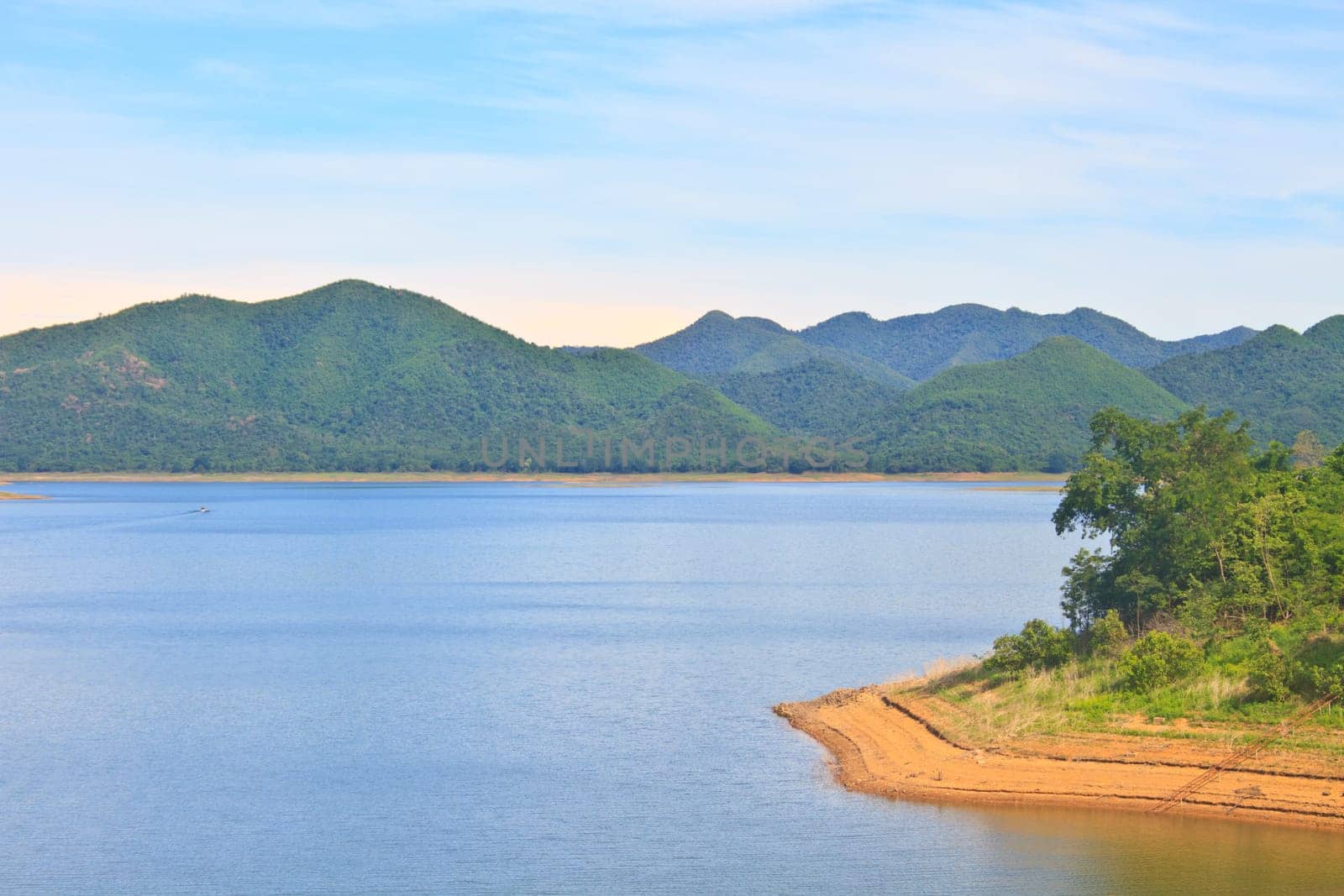 Views over the reservoir Kaengkrachan dam, Phetchaburi Thailand