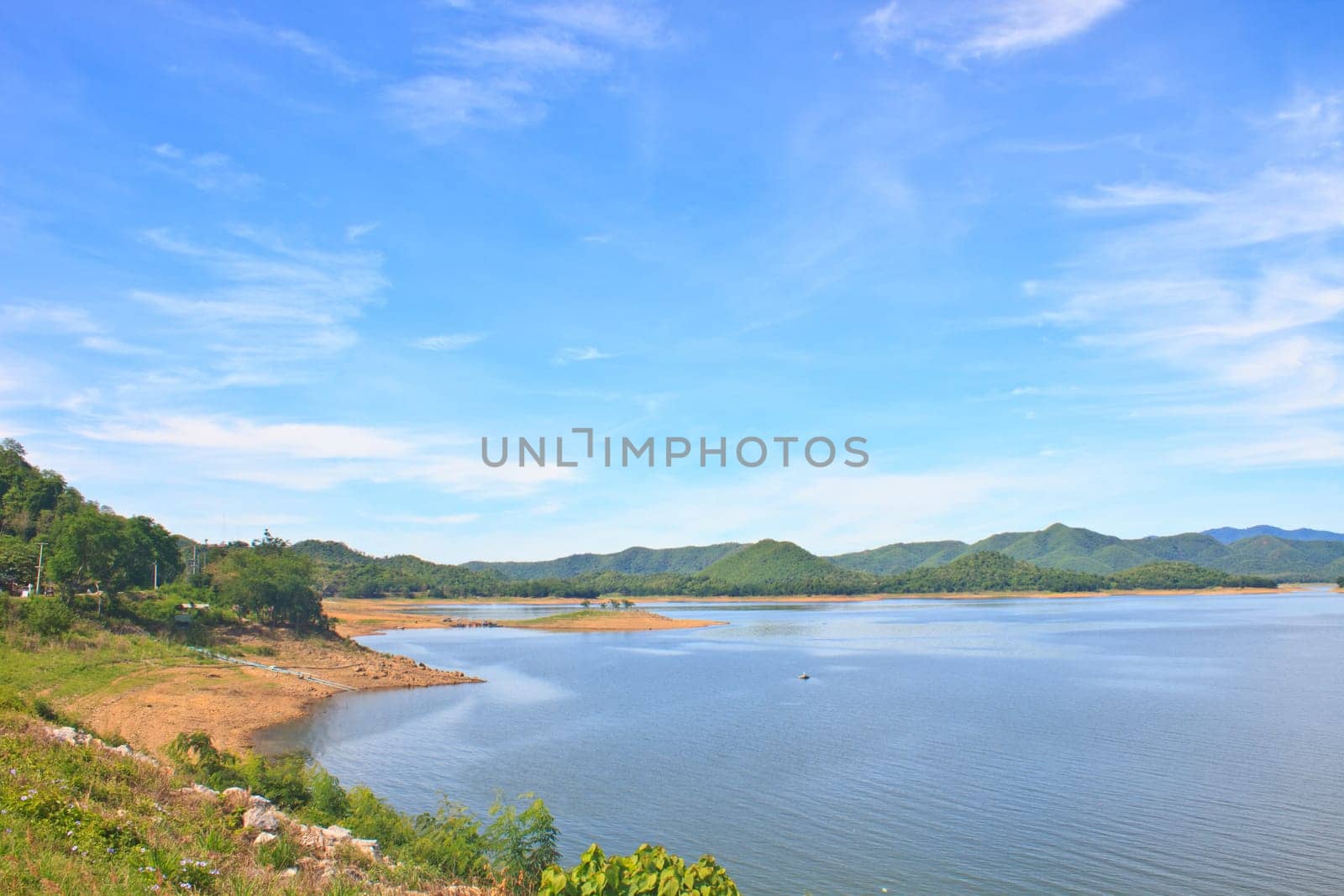 Views over the reservoir Kaengkrachan dam, Phetchaburi Thailand