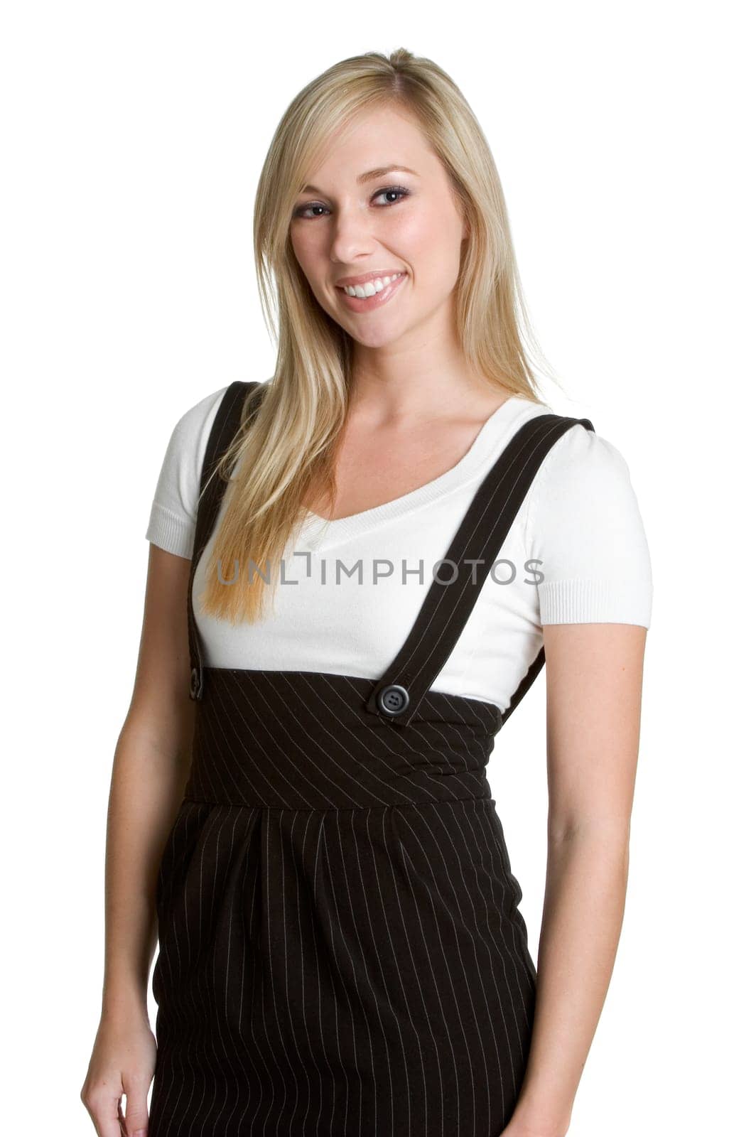 Beautiful isolated smiling blond businesswoman