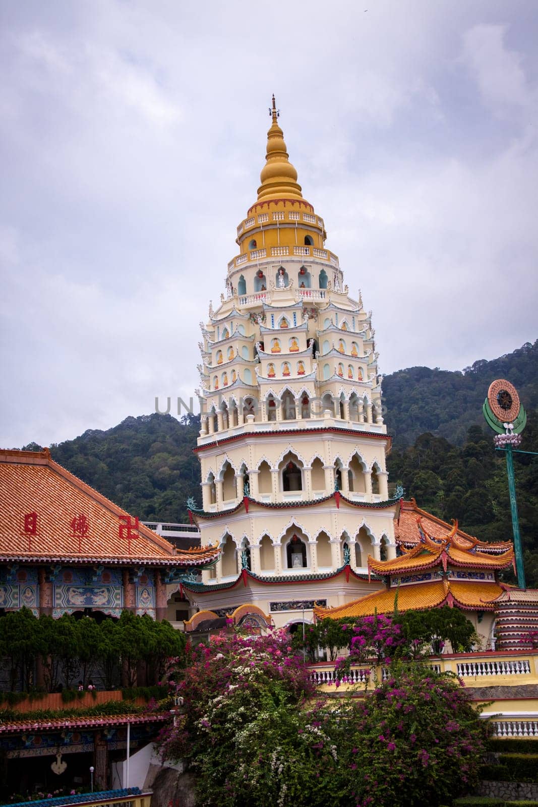 Asian temple with zodiac signs and religious symbols in Malaysia
