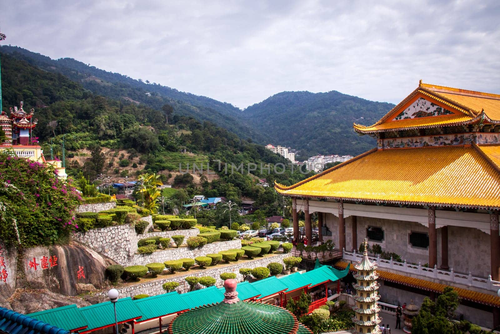 Asian temple with zodiac signs and religious symbols in Malaysia