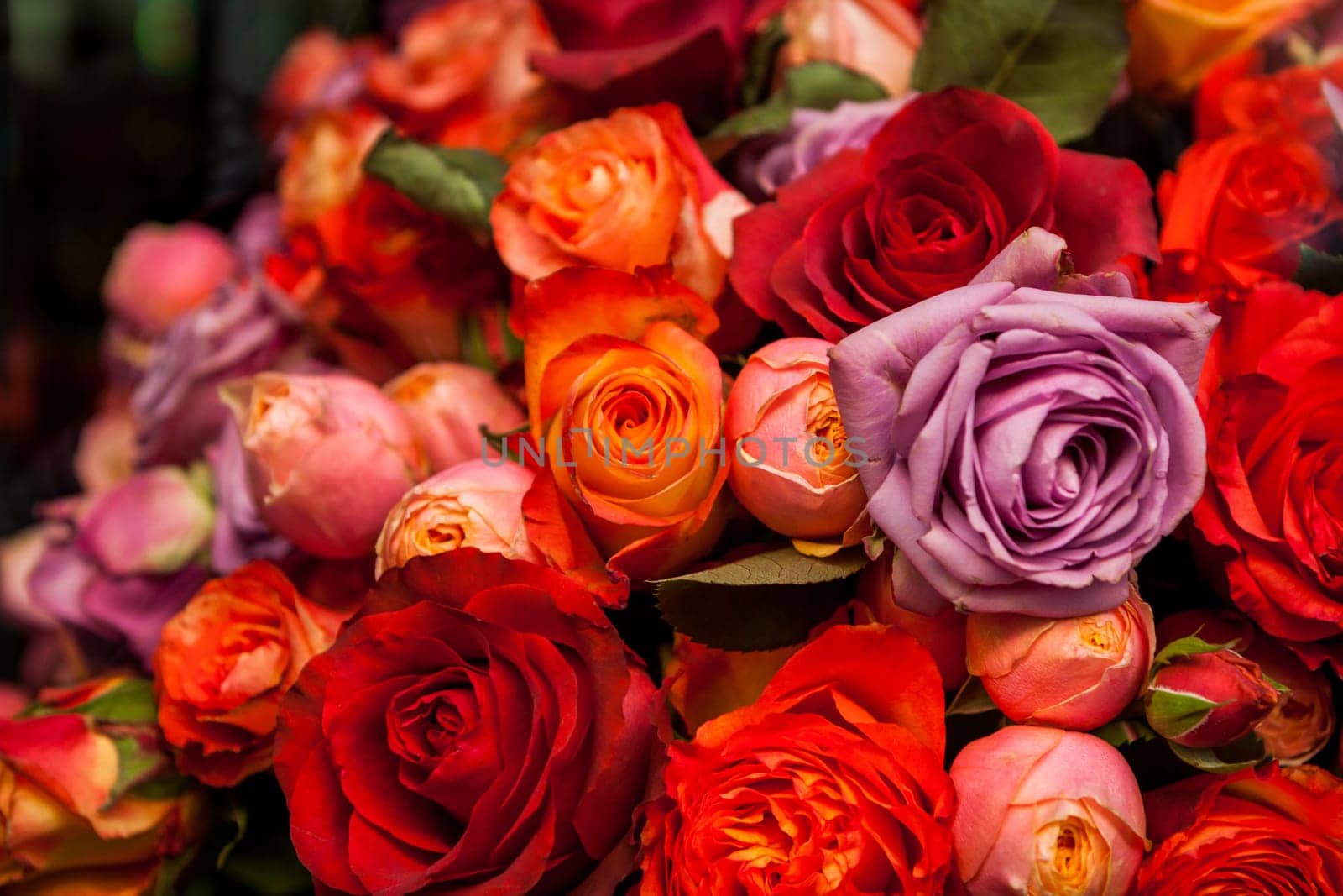 Bouquet of different flowers and flowers for Mother's Day as a close-up