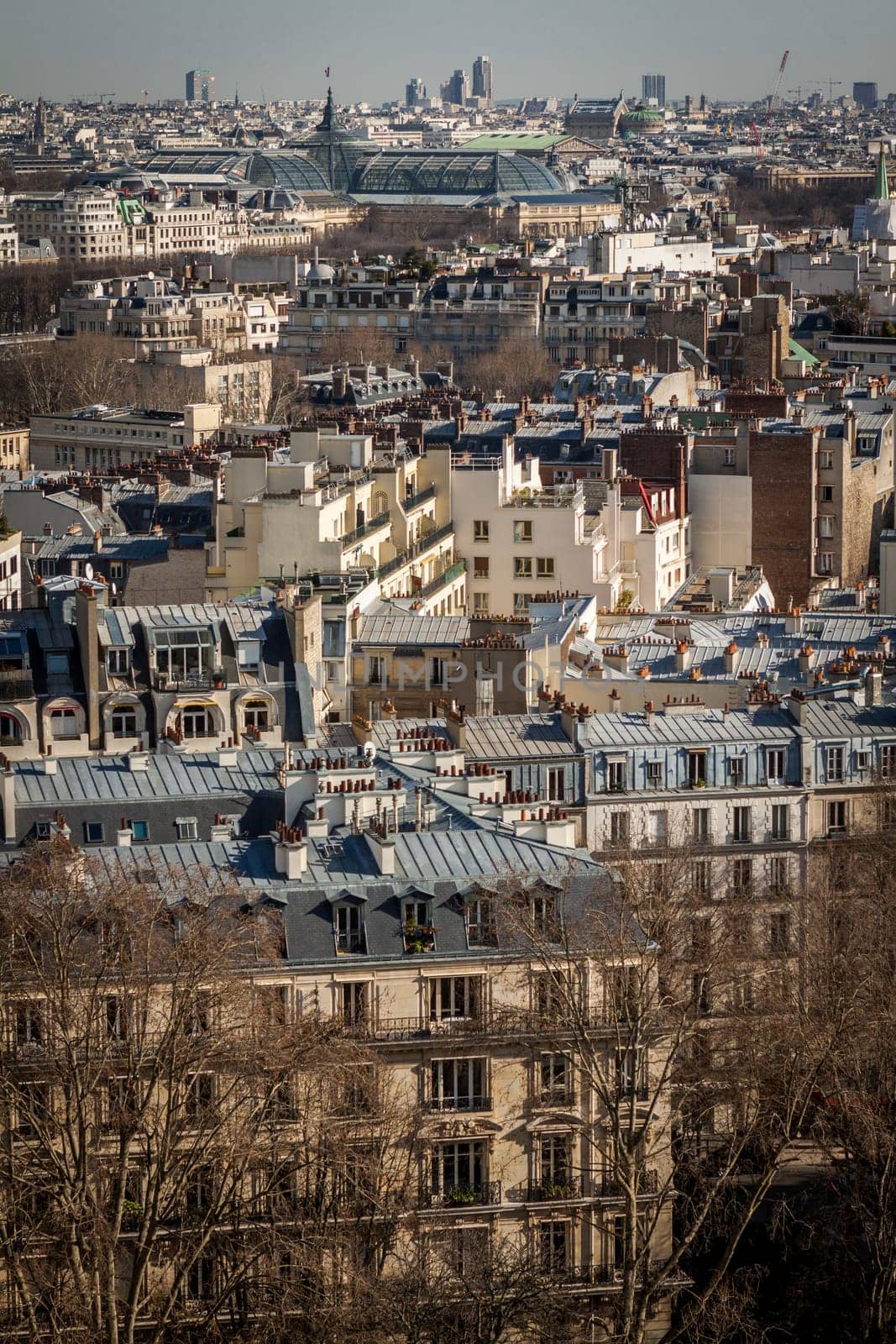 Skyline of Paris with cityscape on the Saine with blue sky in summer