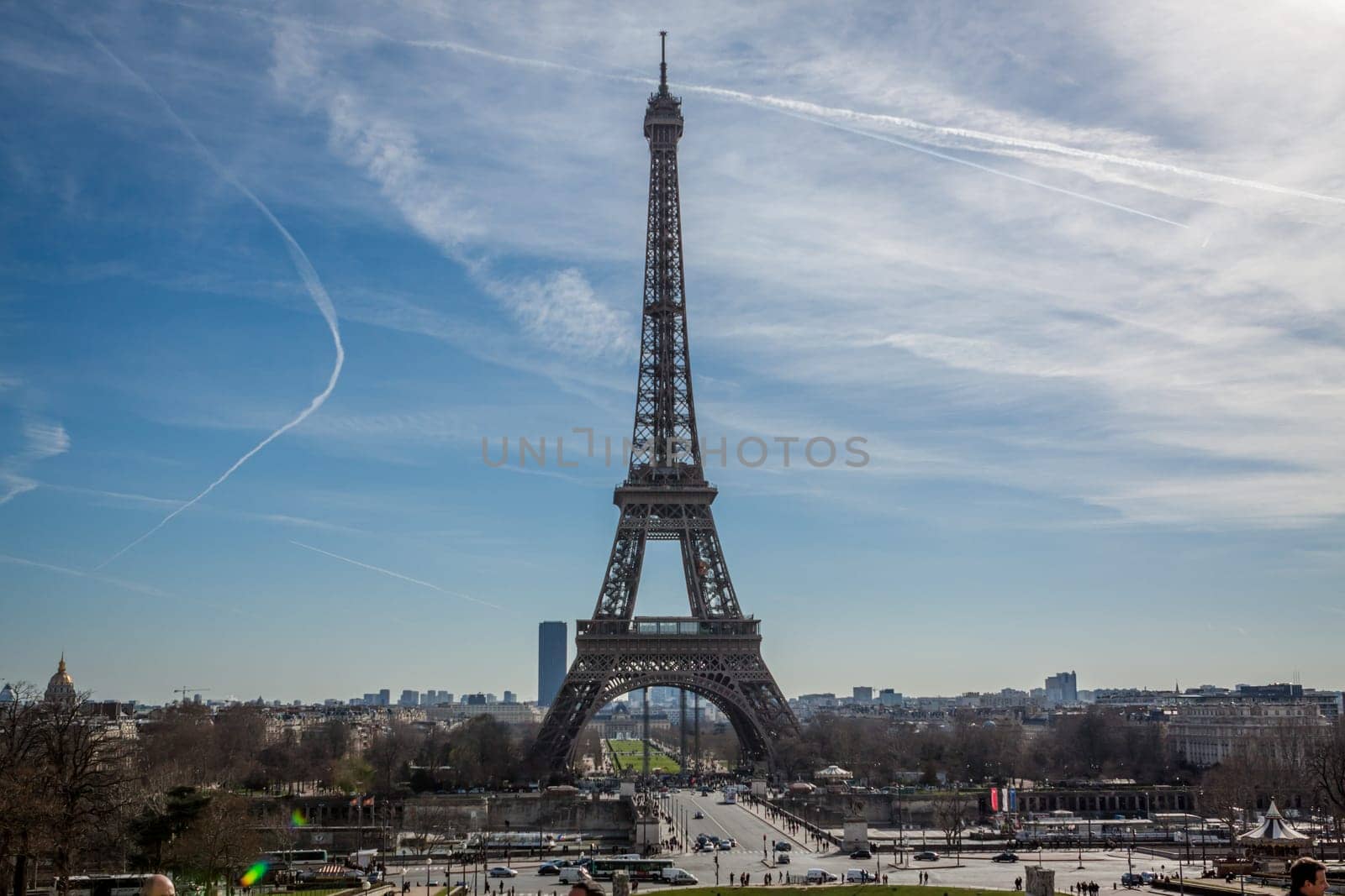 eiffeltower in paris landmark in front of blue sky in spring architecture view
