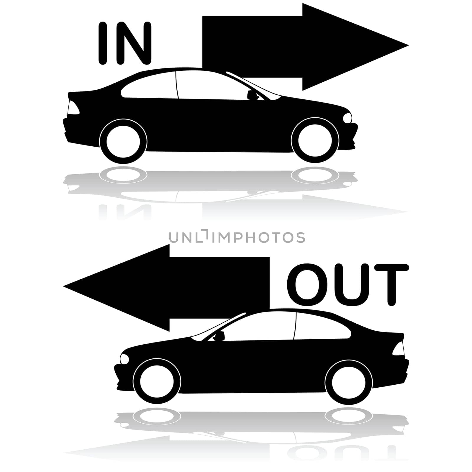 Icon set showing a car entrance and a car exit