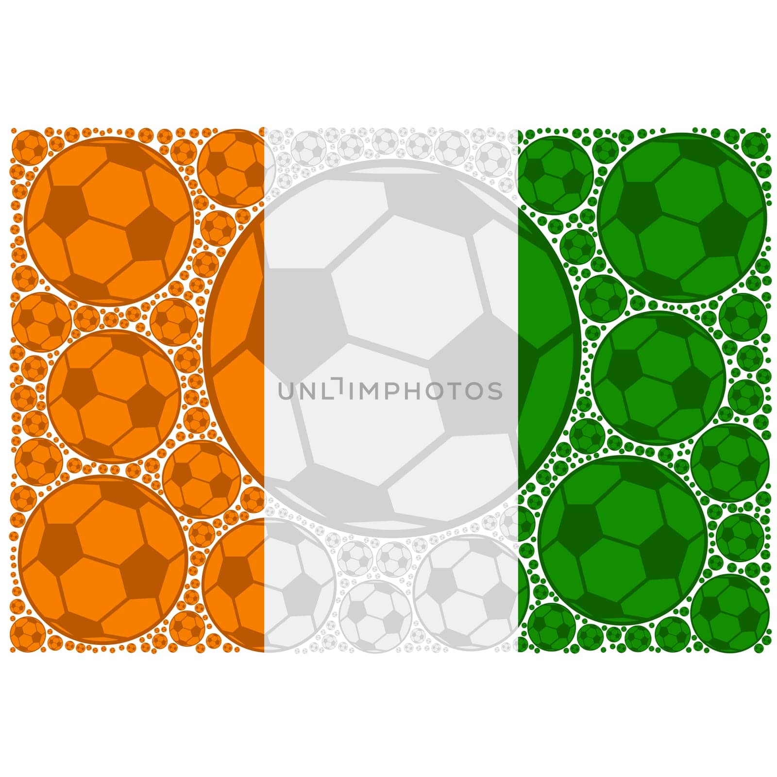 Concept illustration showing the flag of the Ivory Coast made up of soccer balls