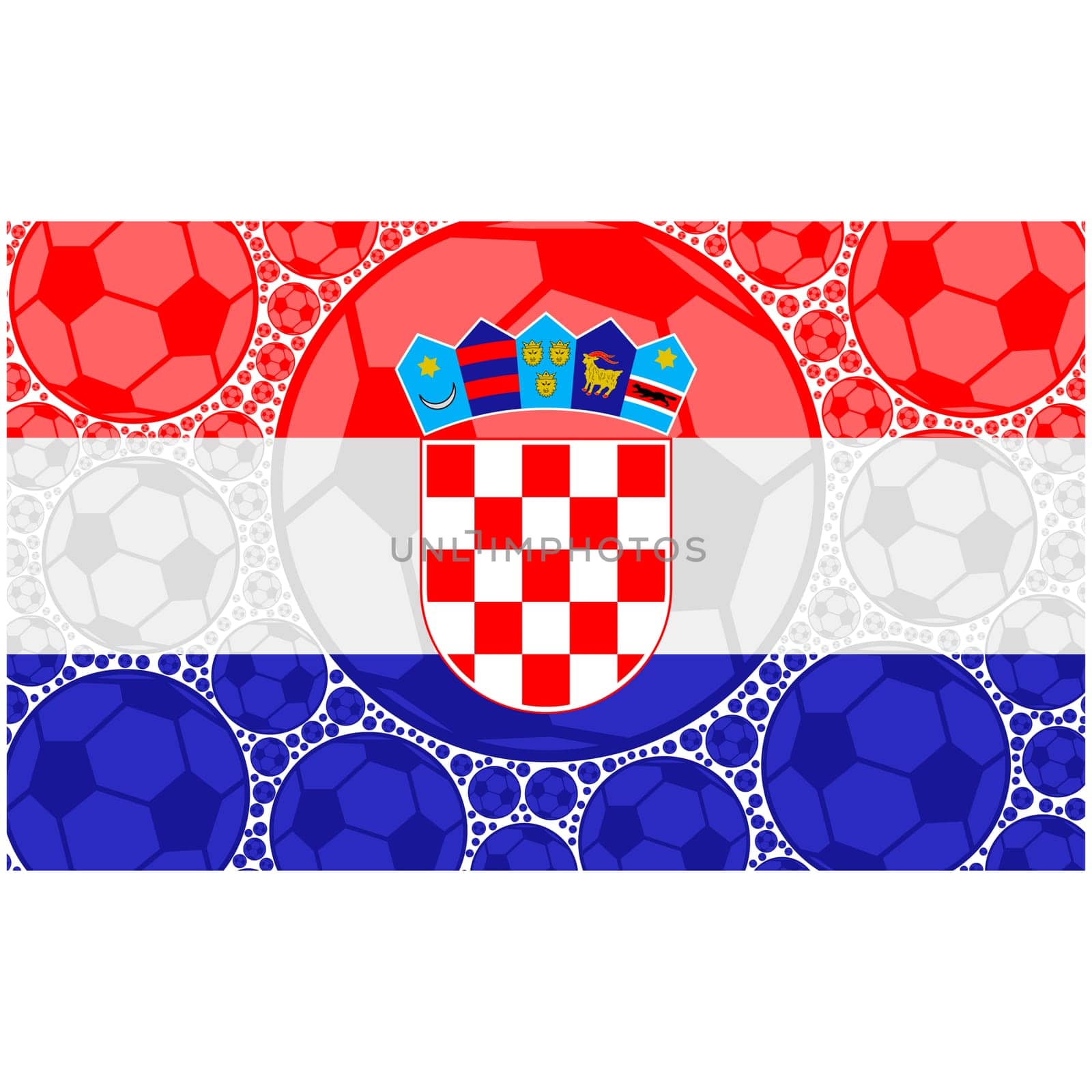 Concept illustration showing the flag of Croatia made up of soccer balls