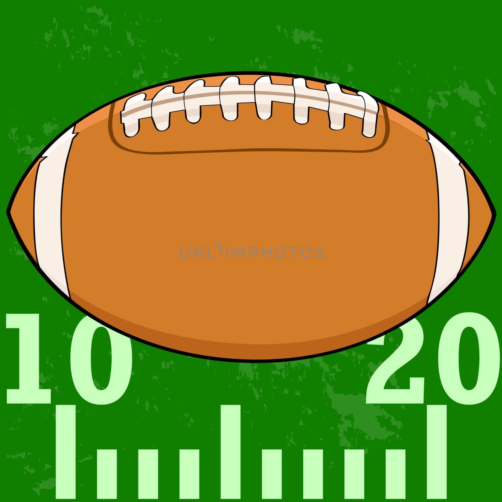 Cartoon illustration of an American Football on a field