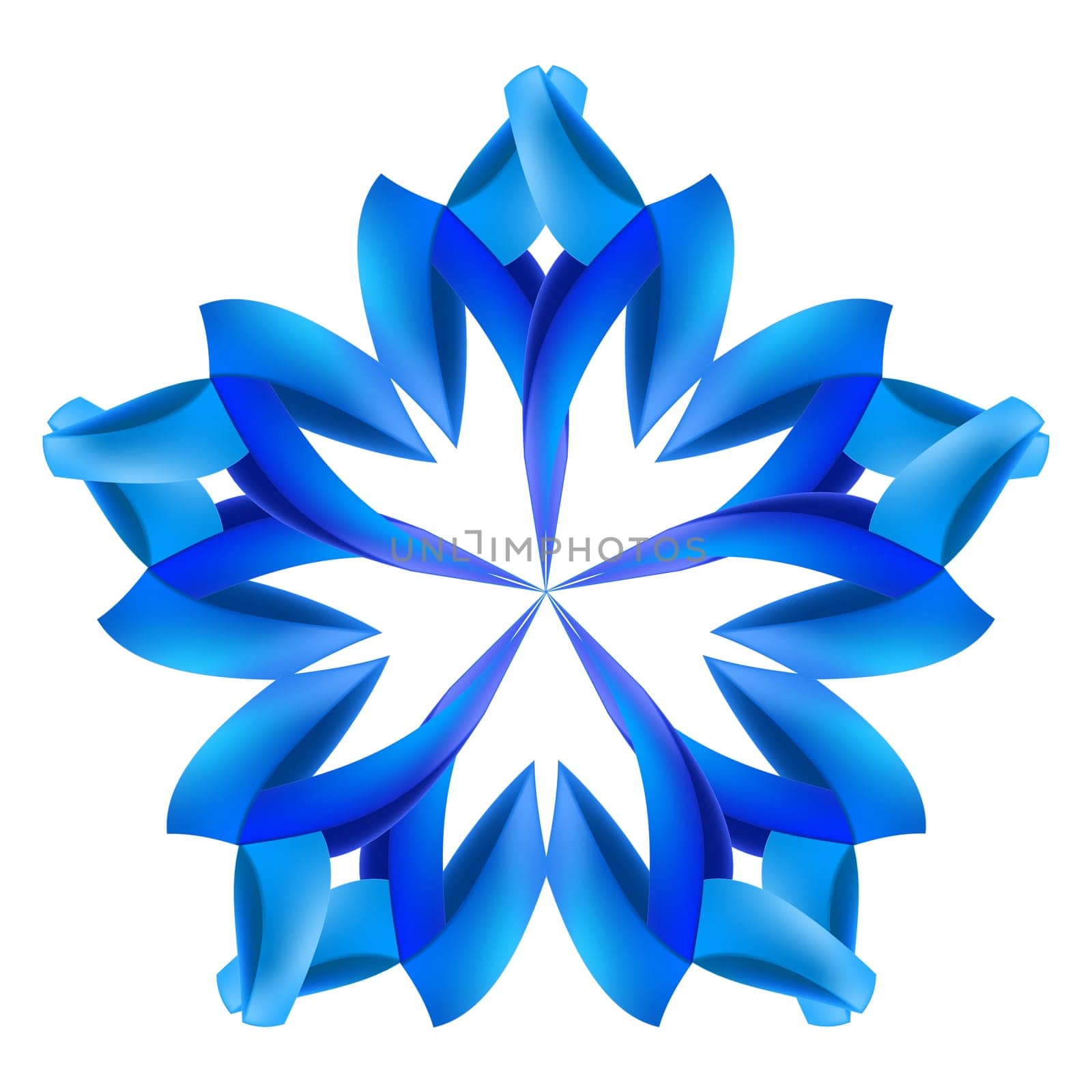 Ornate blue pattern made of paper or ribbons