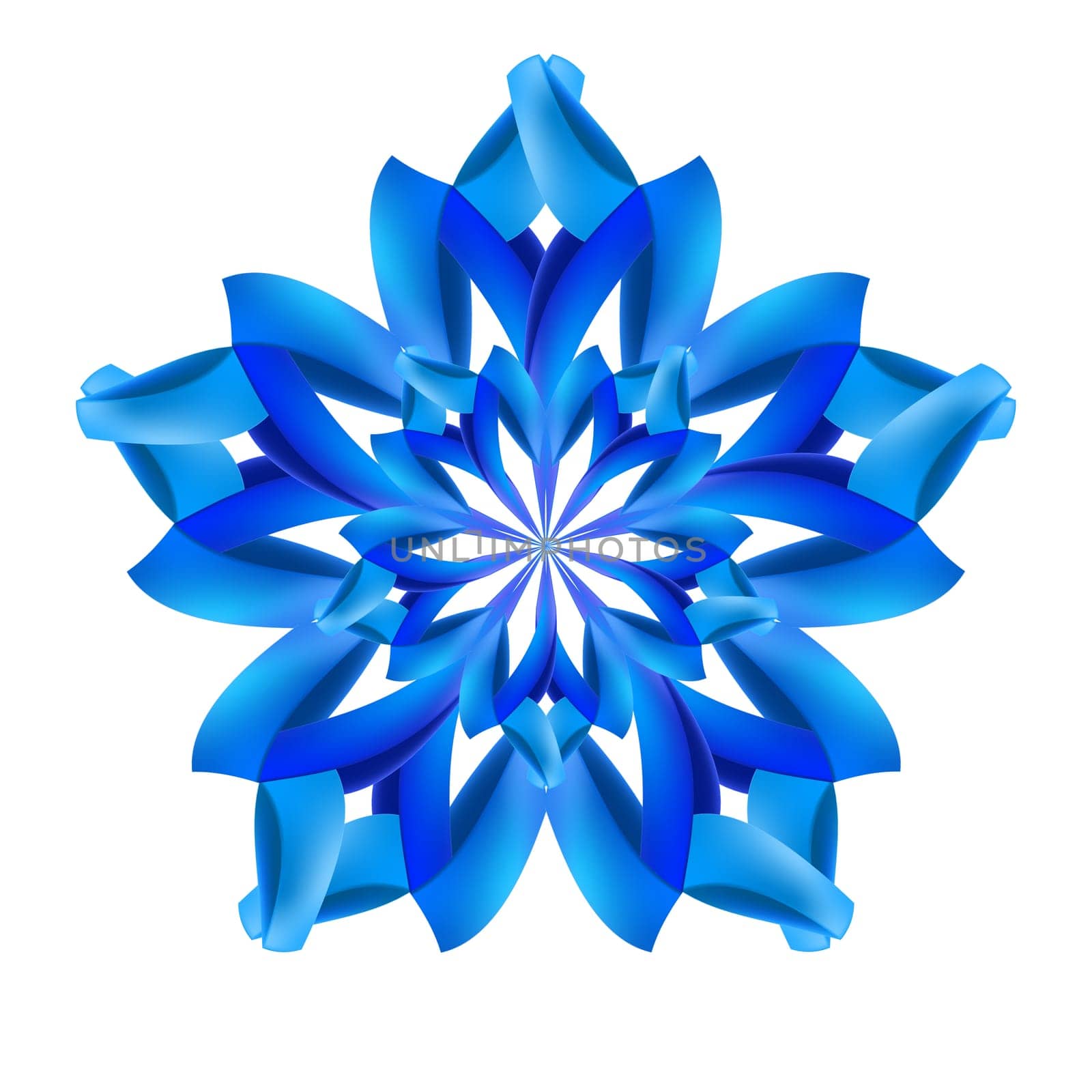 Ornate blue design element made of paper or ribbons