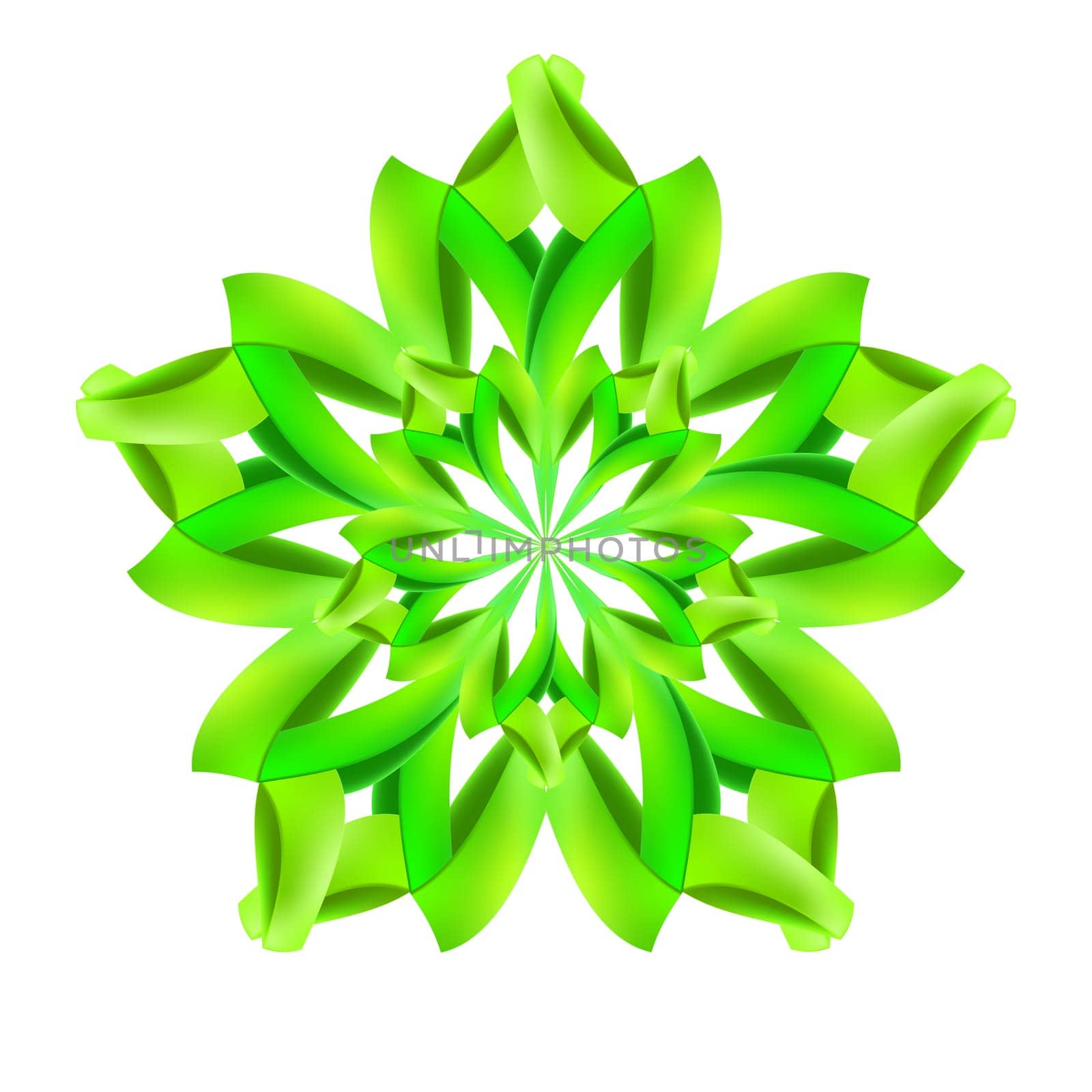 Ornate green pattern made of paper or ribbon