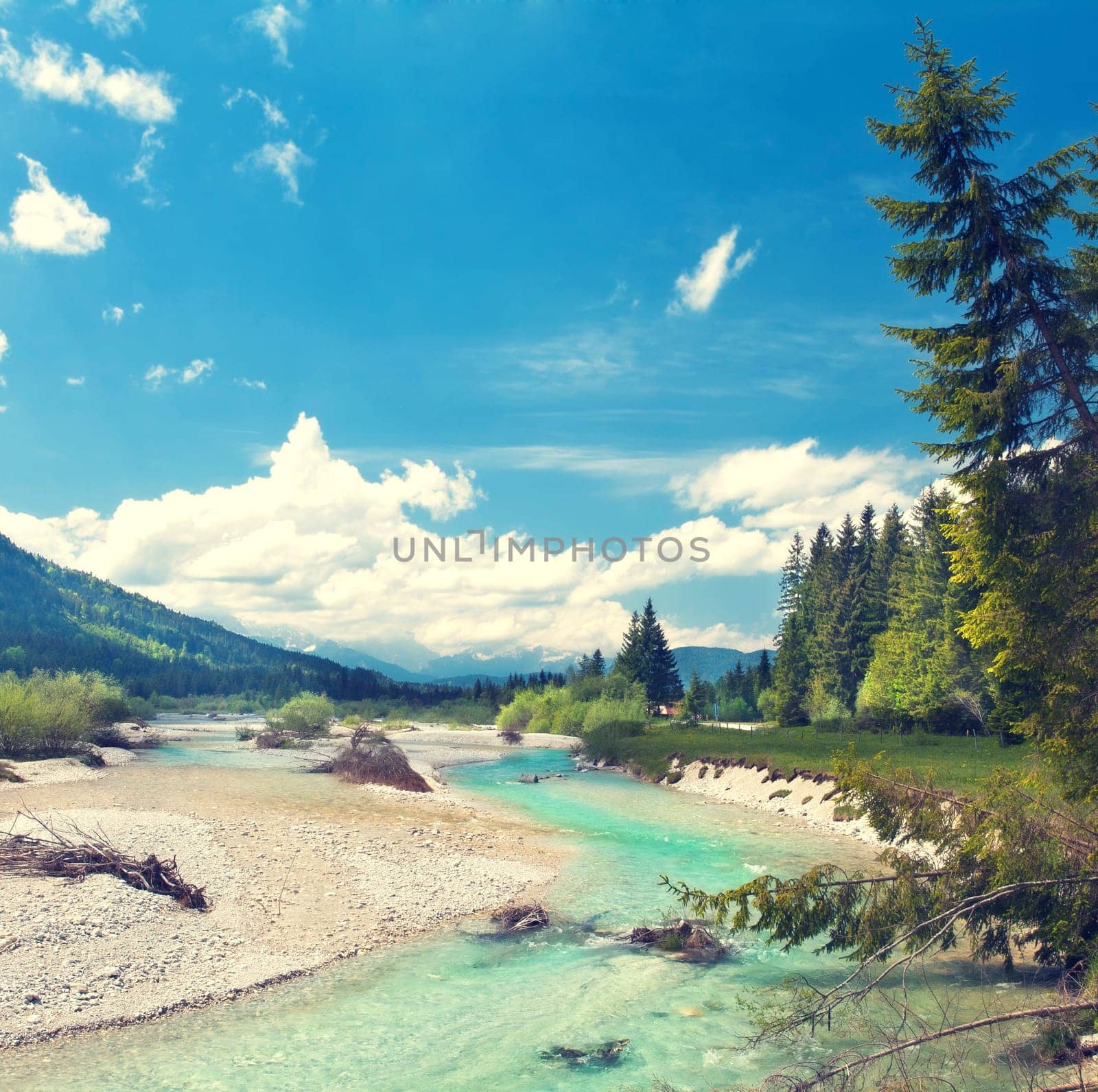 Isar in the foothills of the Alps