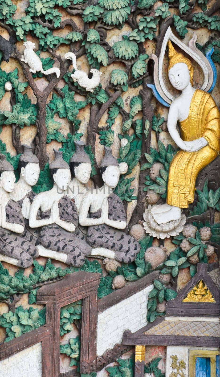 Thai temple sculpture door