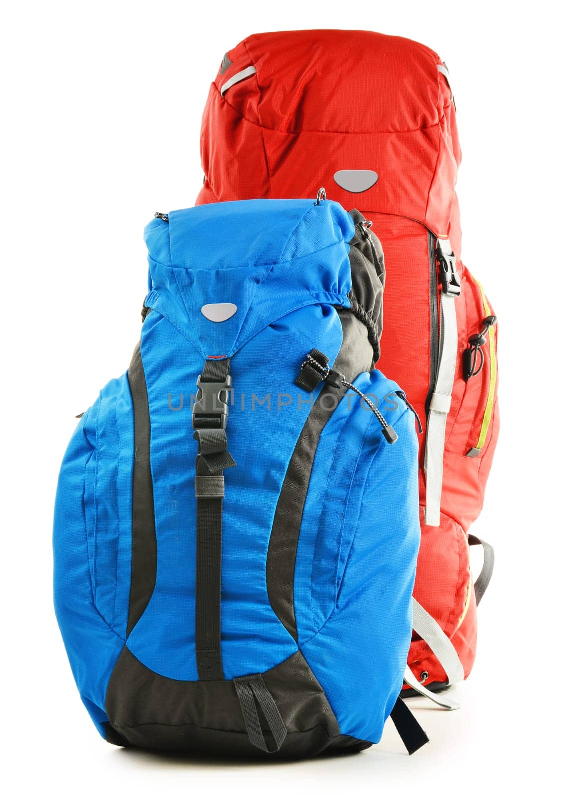 Two touristic backpacks isolated on white background
