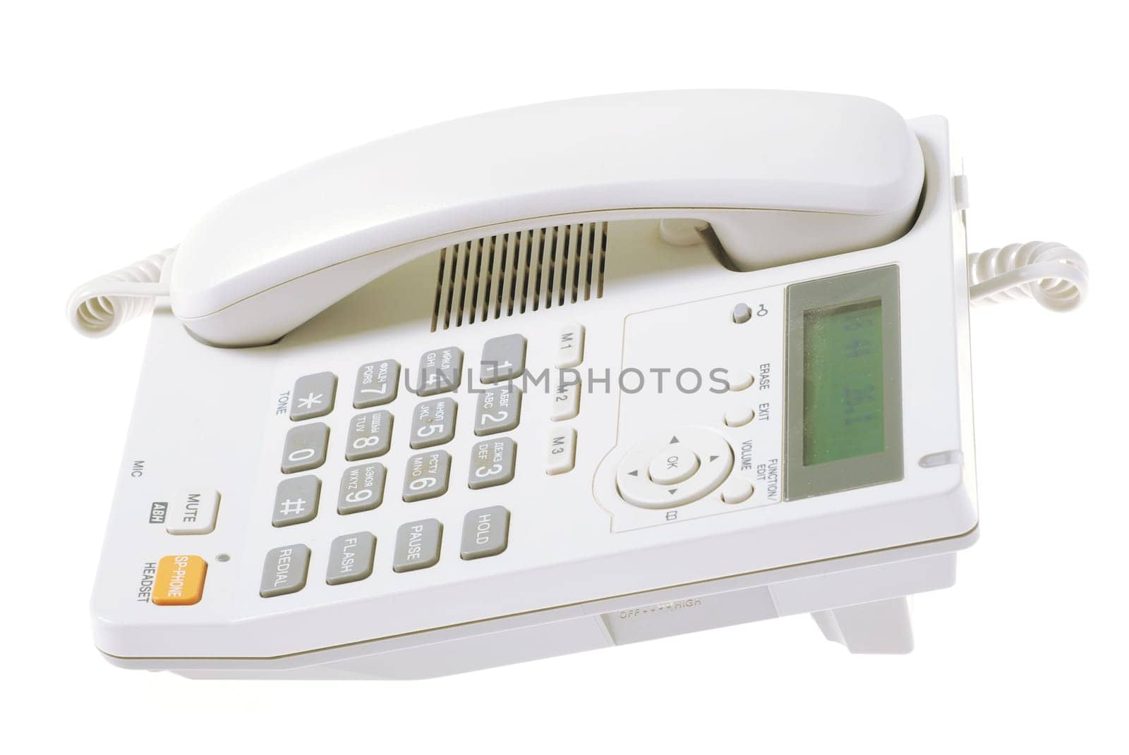 white office telephone on a white  background