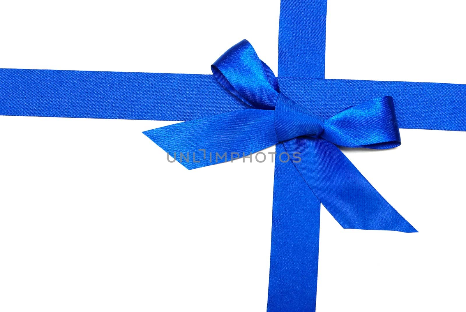 blue holiday bow on white background