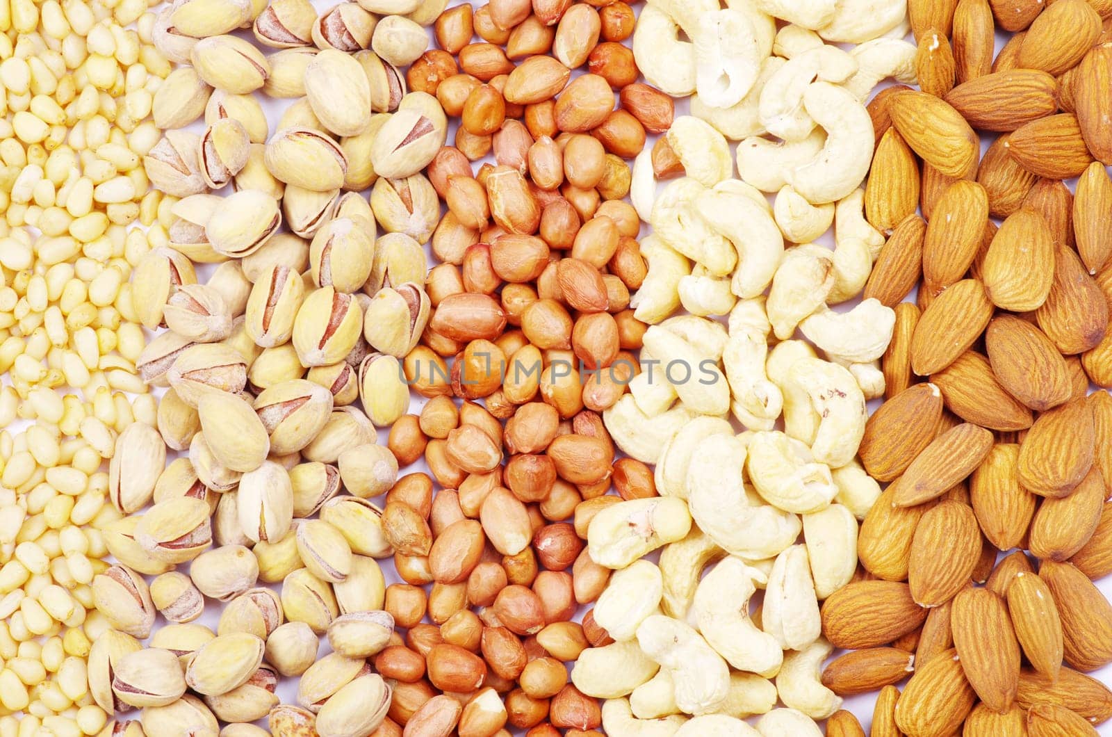 various nuts on a background