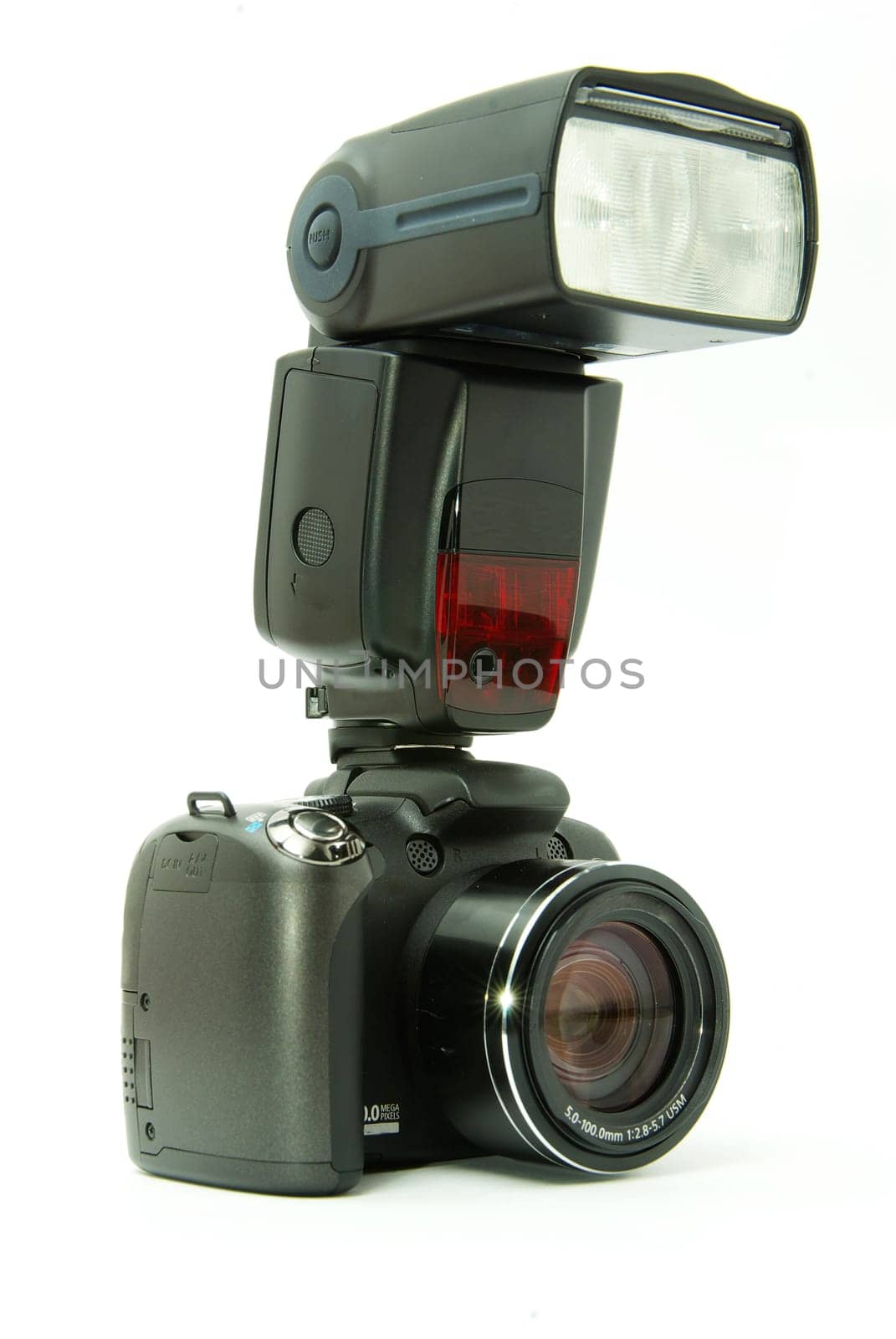 black digital camera isolated on white