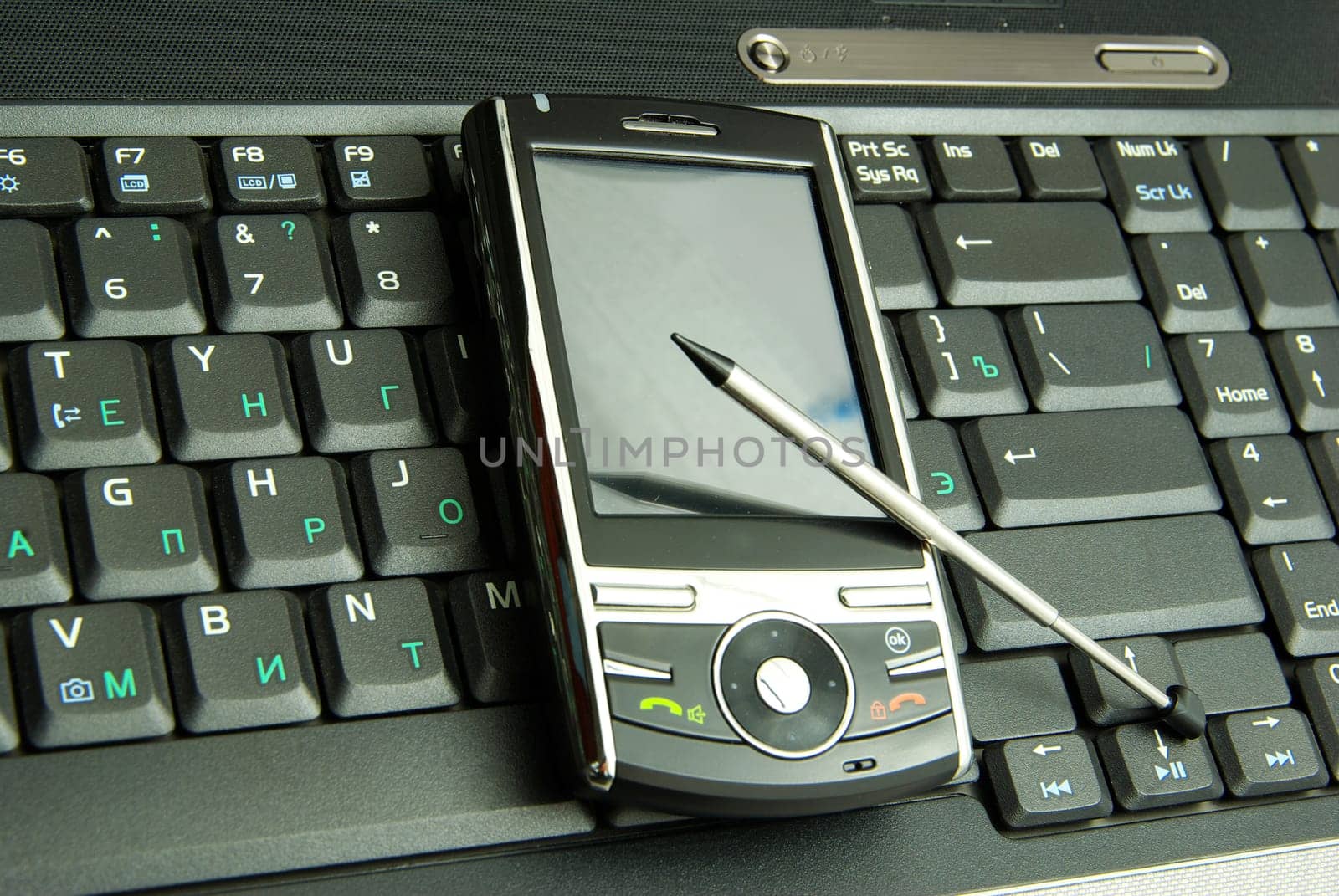 mobile isolated on a laptop