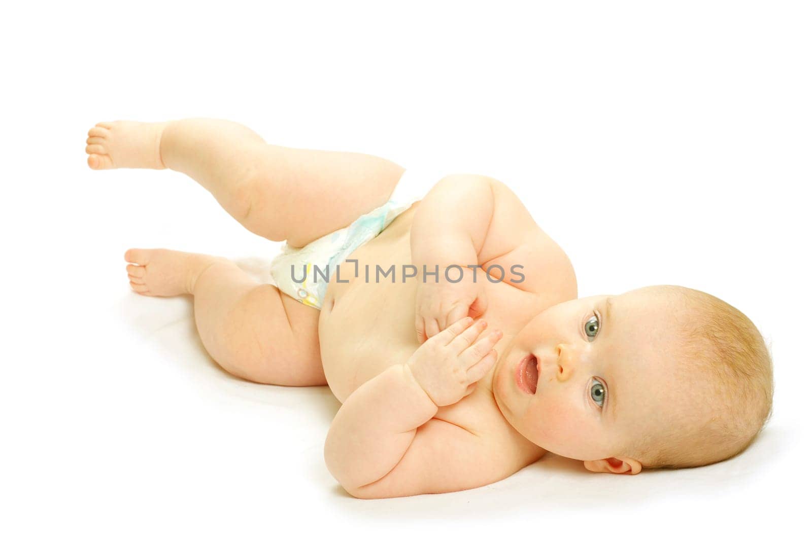New born baby girl isolated on white