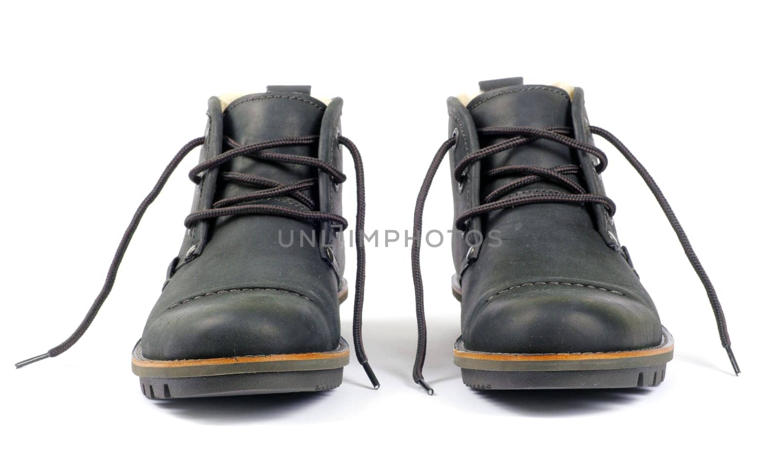 man's black shoes isolated on white background