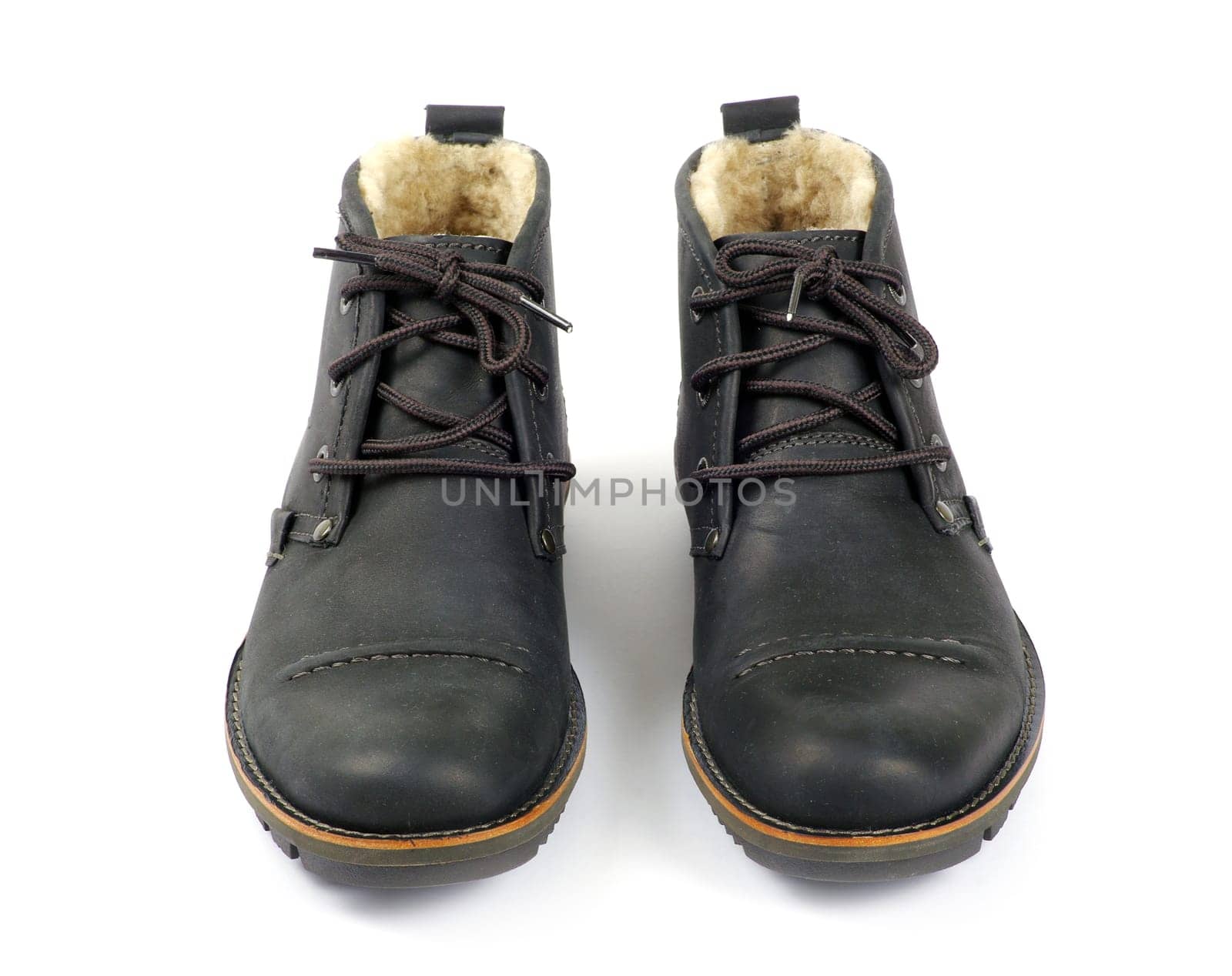 man's black shoes isolated on white background