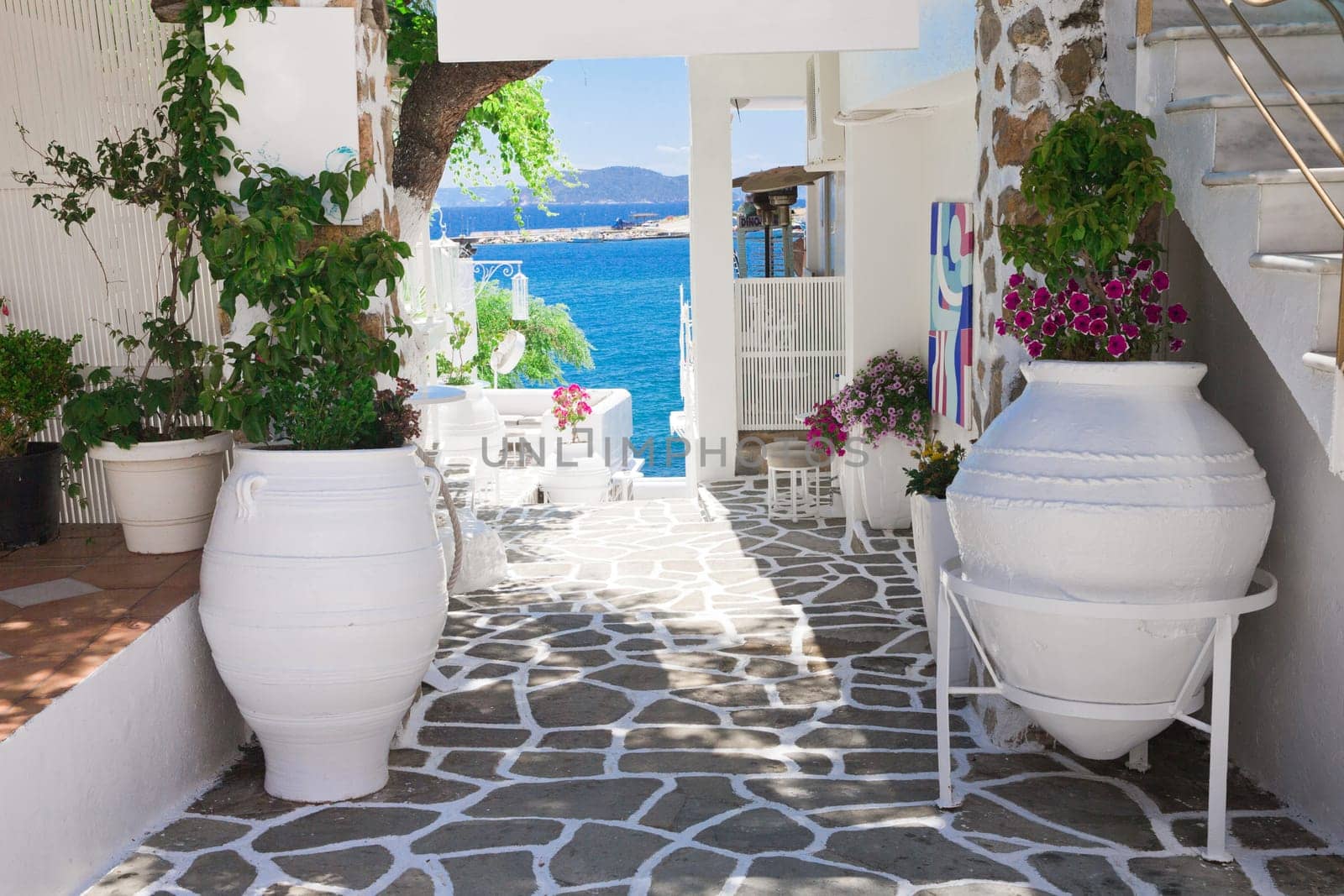 beautiful typical greek tavern on greece