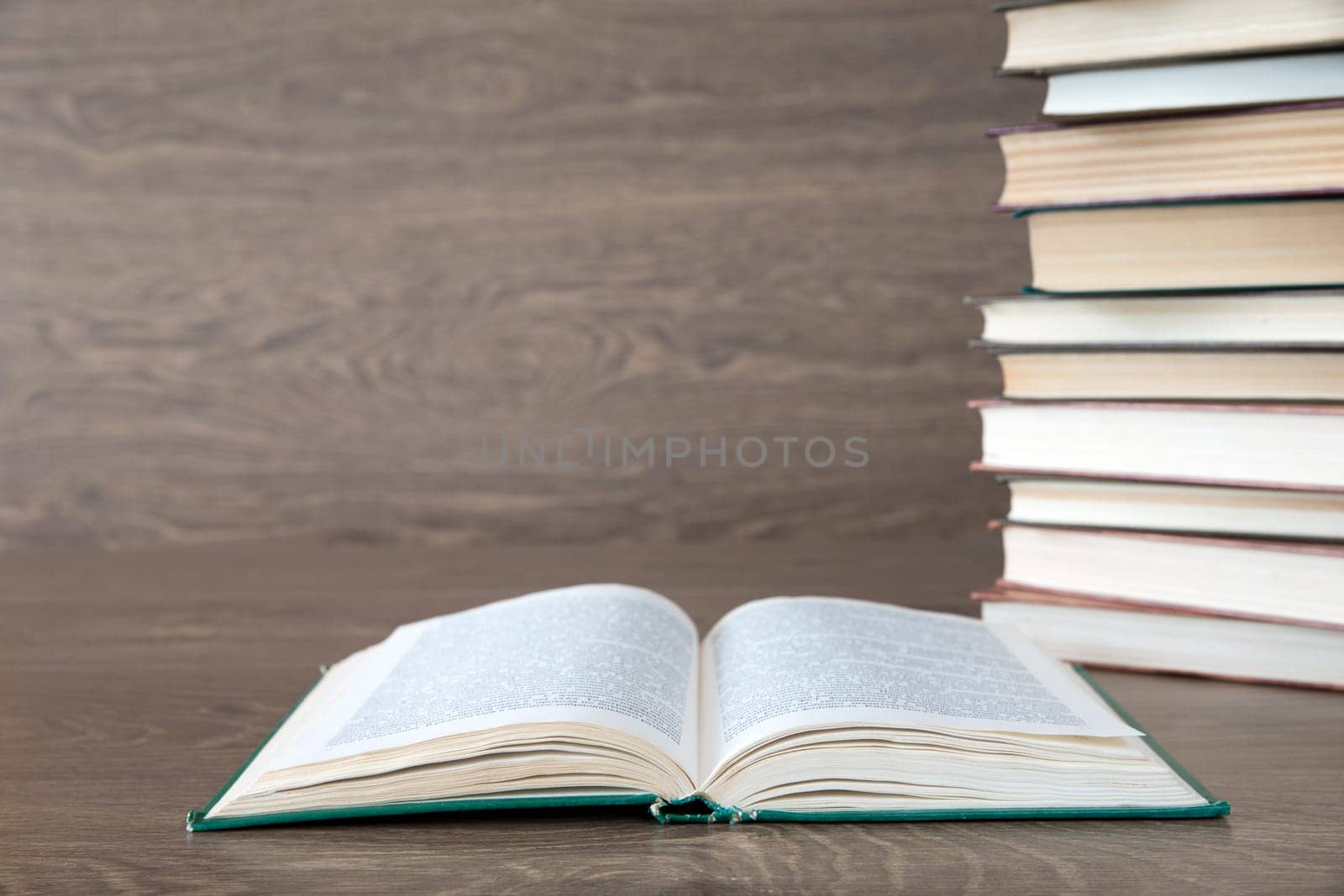books on a wooden background