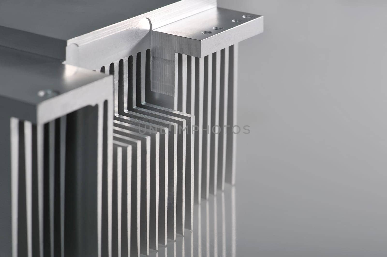 Abstract detailed view of a CNC-milled aluminum heat sink
