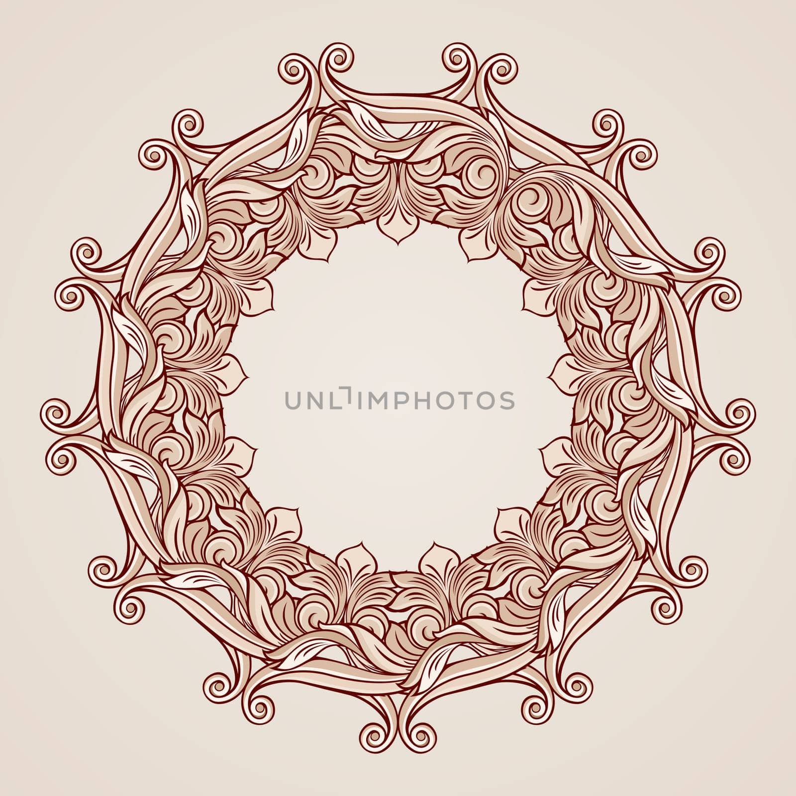 Round florid pattern in pastel rose pink shades