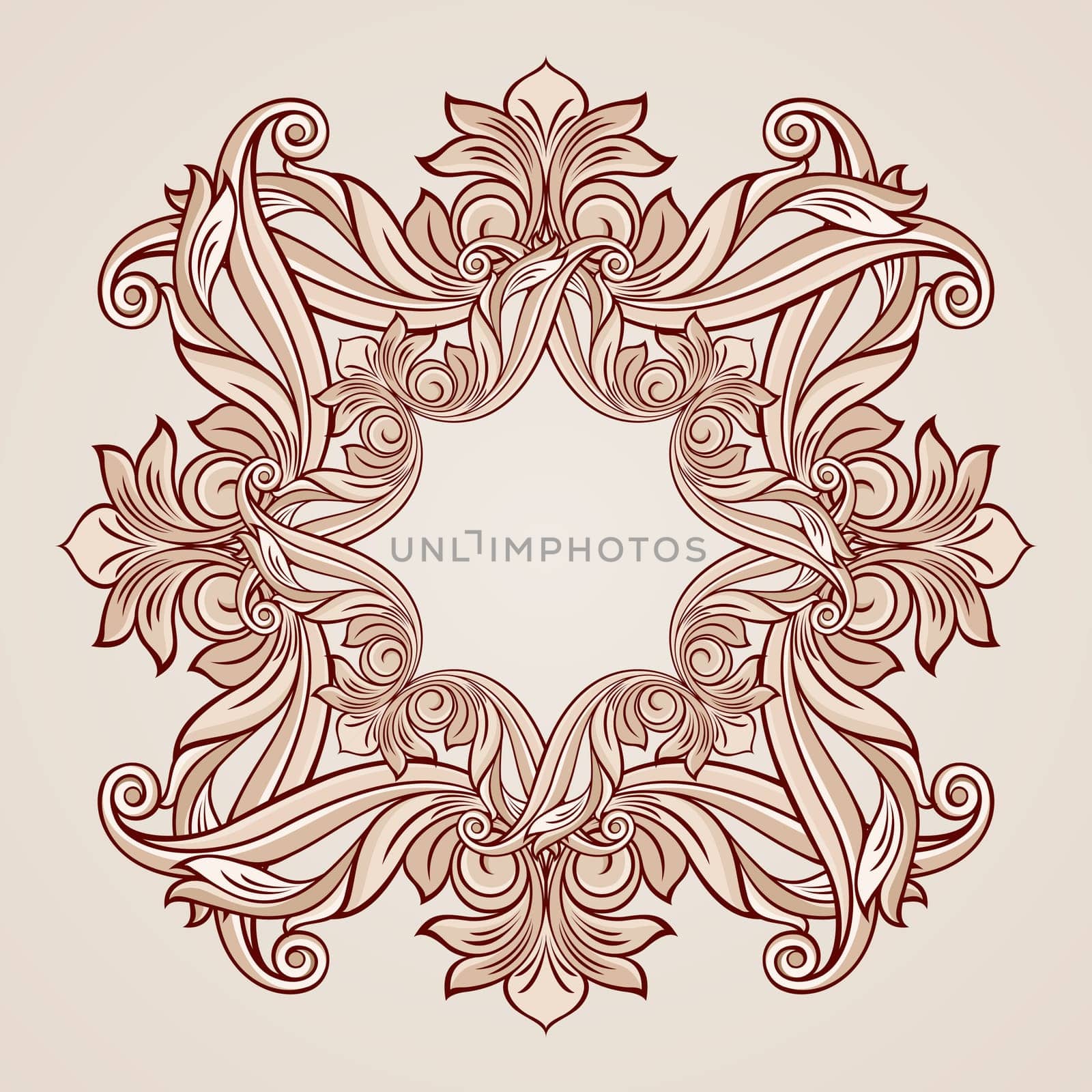 Abstract florid pattern in pastel rose pink shades