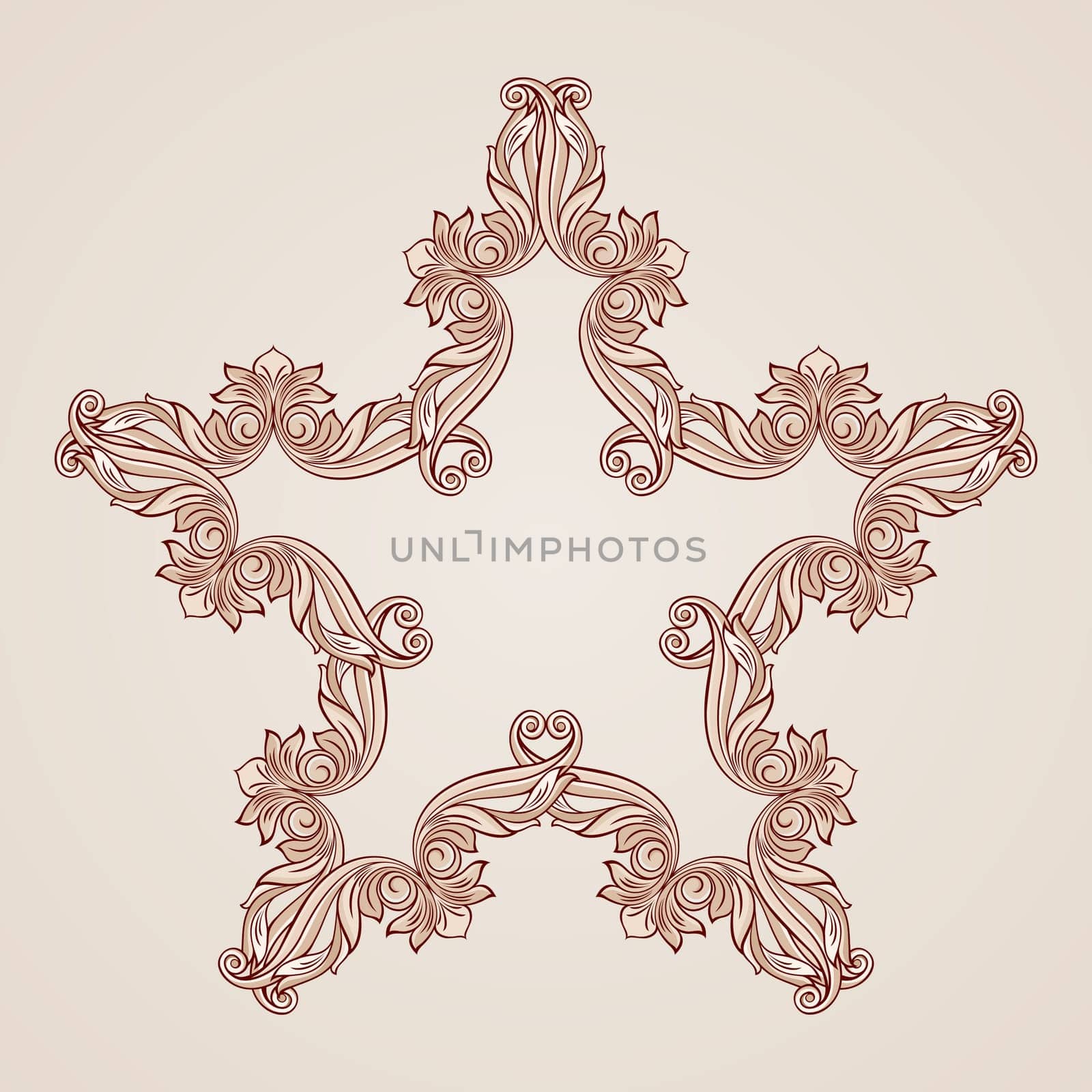 Abstract floral star pattern in pastel rose pink shades