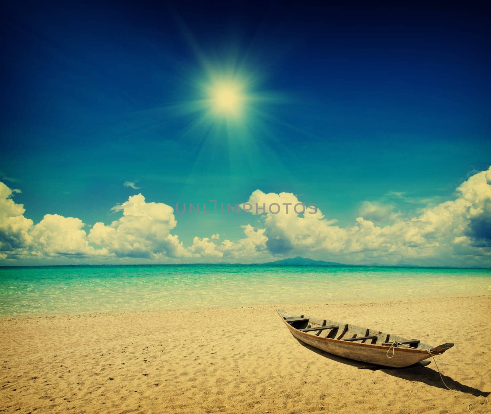 grunge image of tropical beach