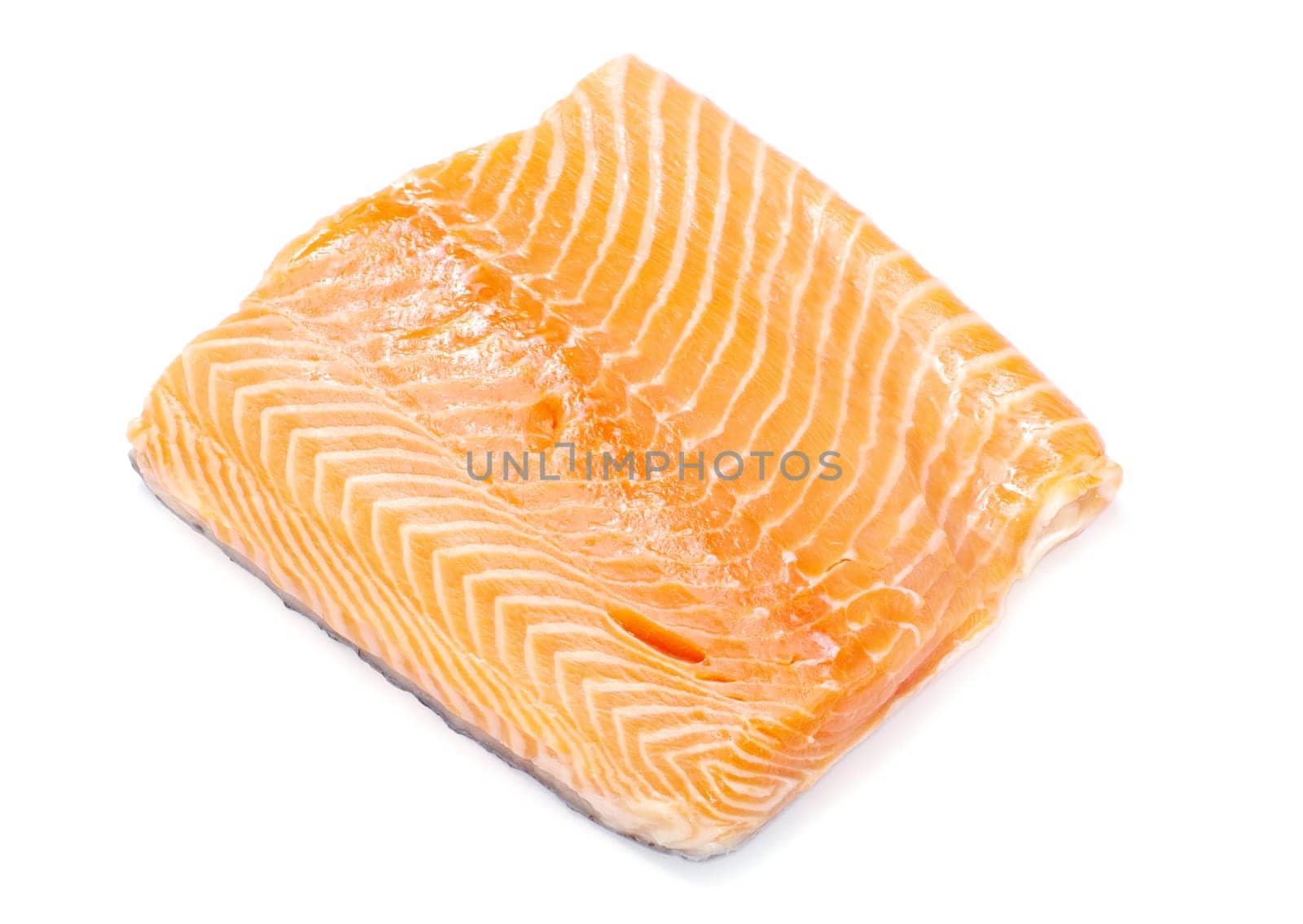 salmon steak red fish on white