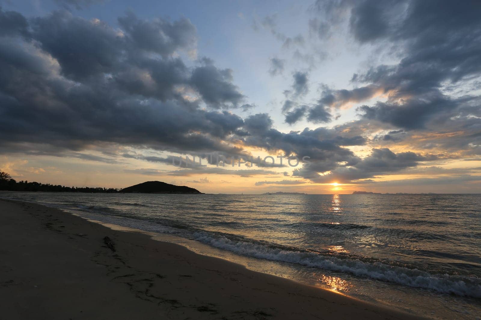 sunset over the sea on the island of Koh Samui in Thailand
