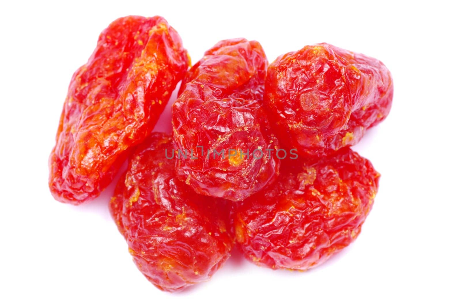 red dried goji berries on white