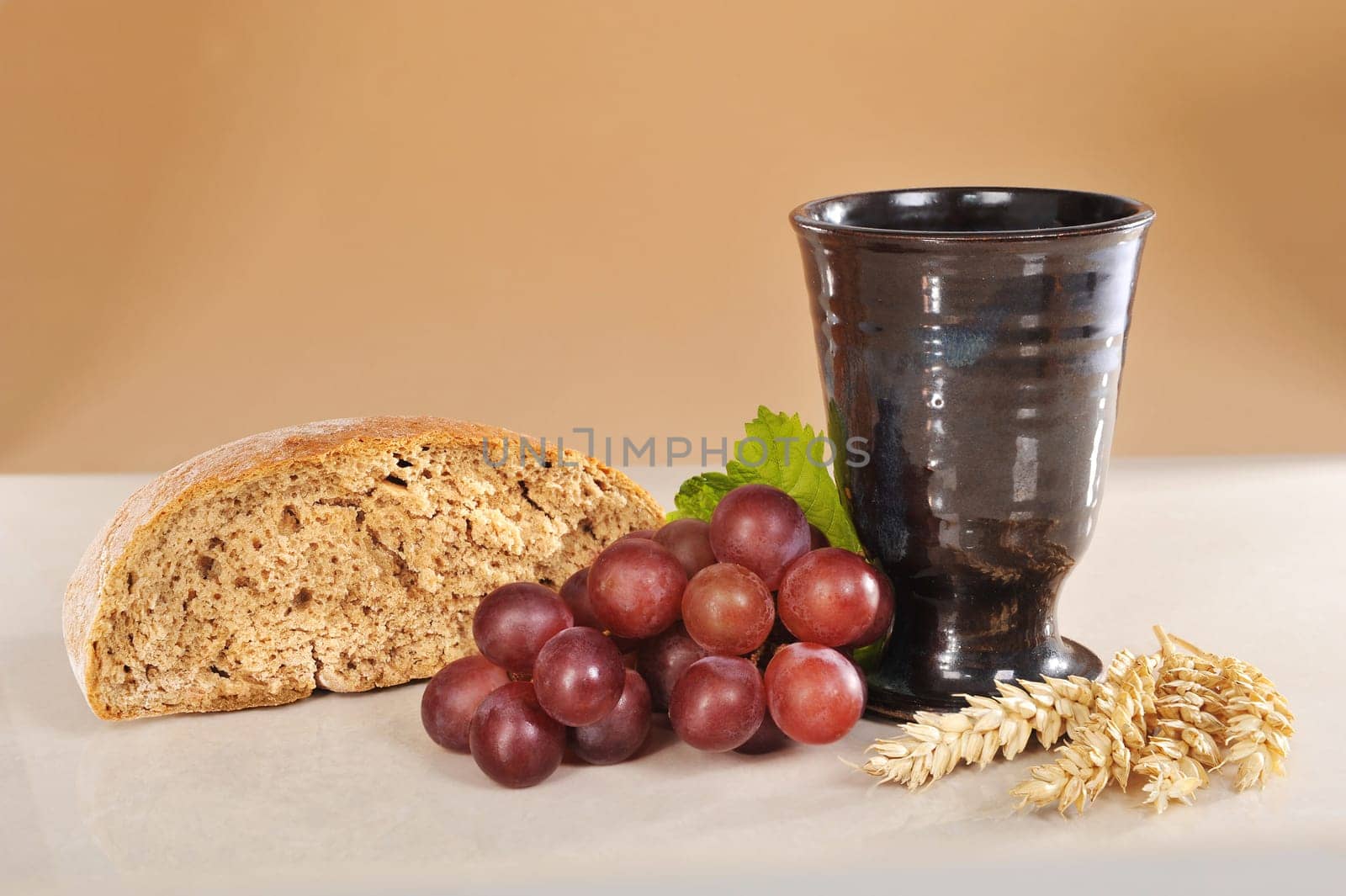 Bread,wine and the Bible for the sacrament or communion