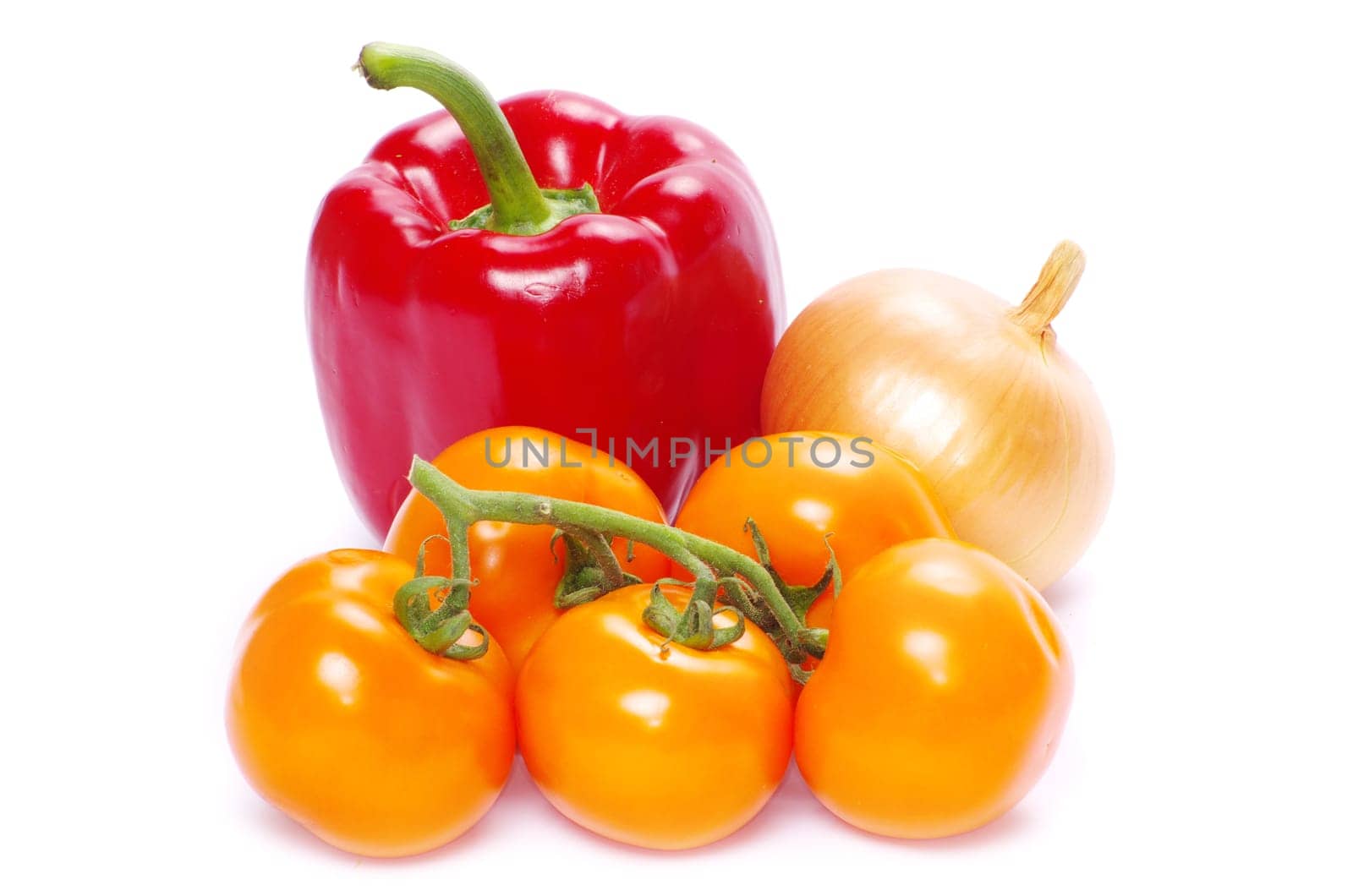 fresh vegetables on the white background