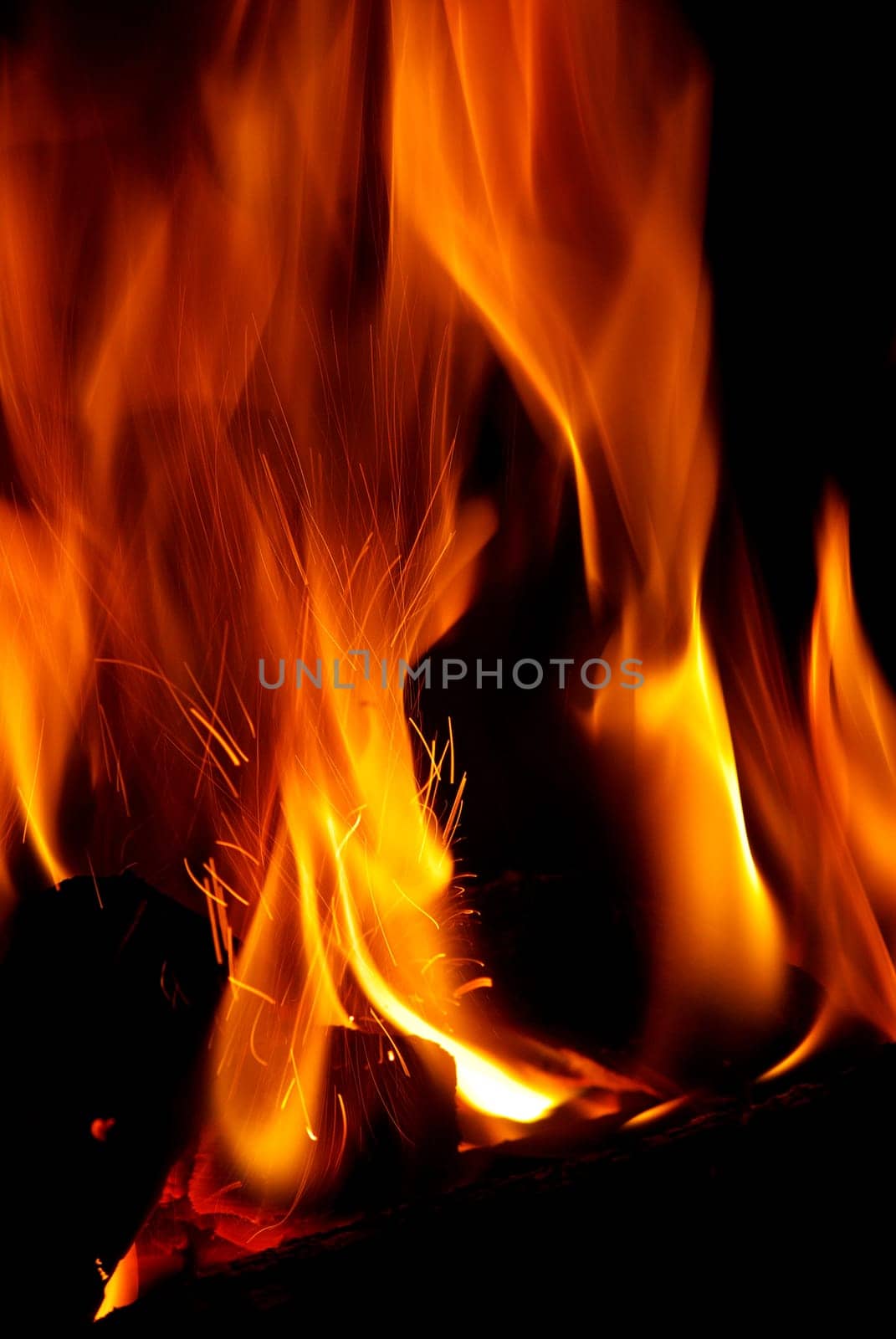 Flame of fire in a night time