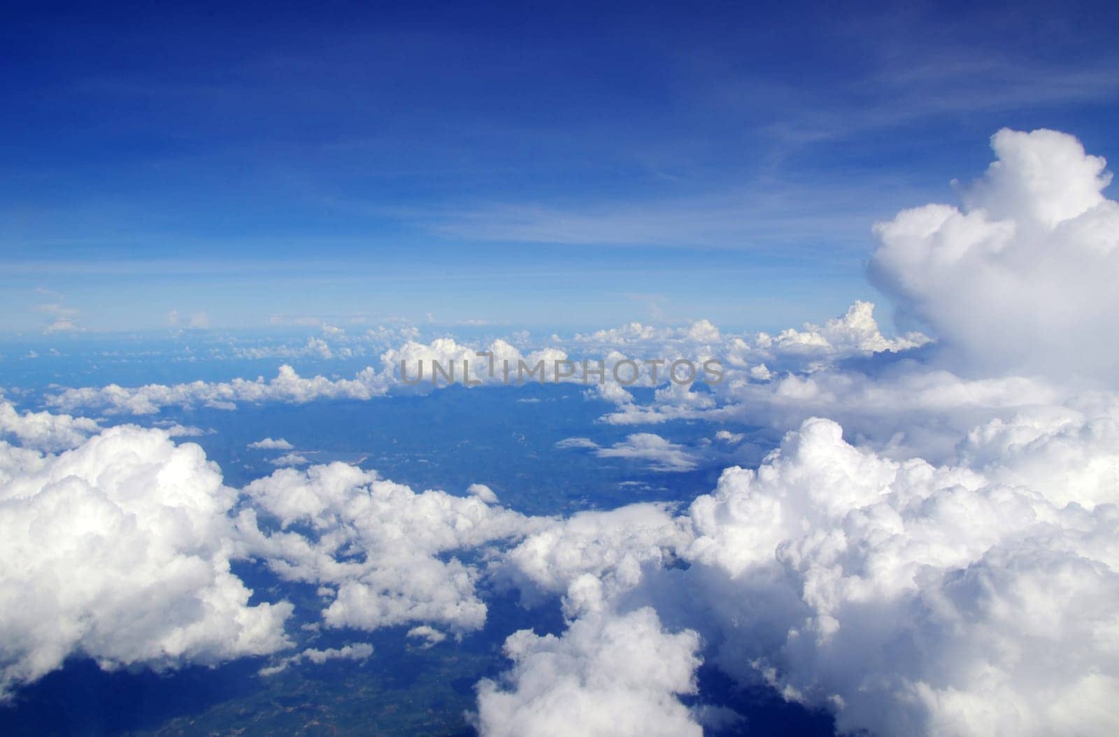 blue sky with clouds and sun