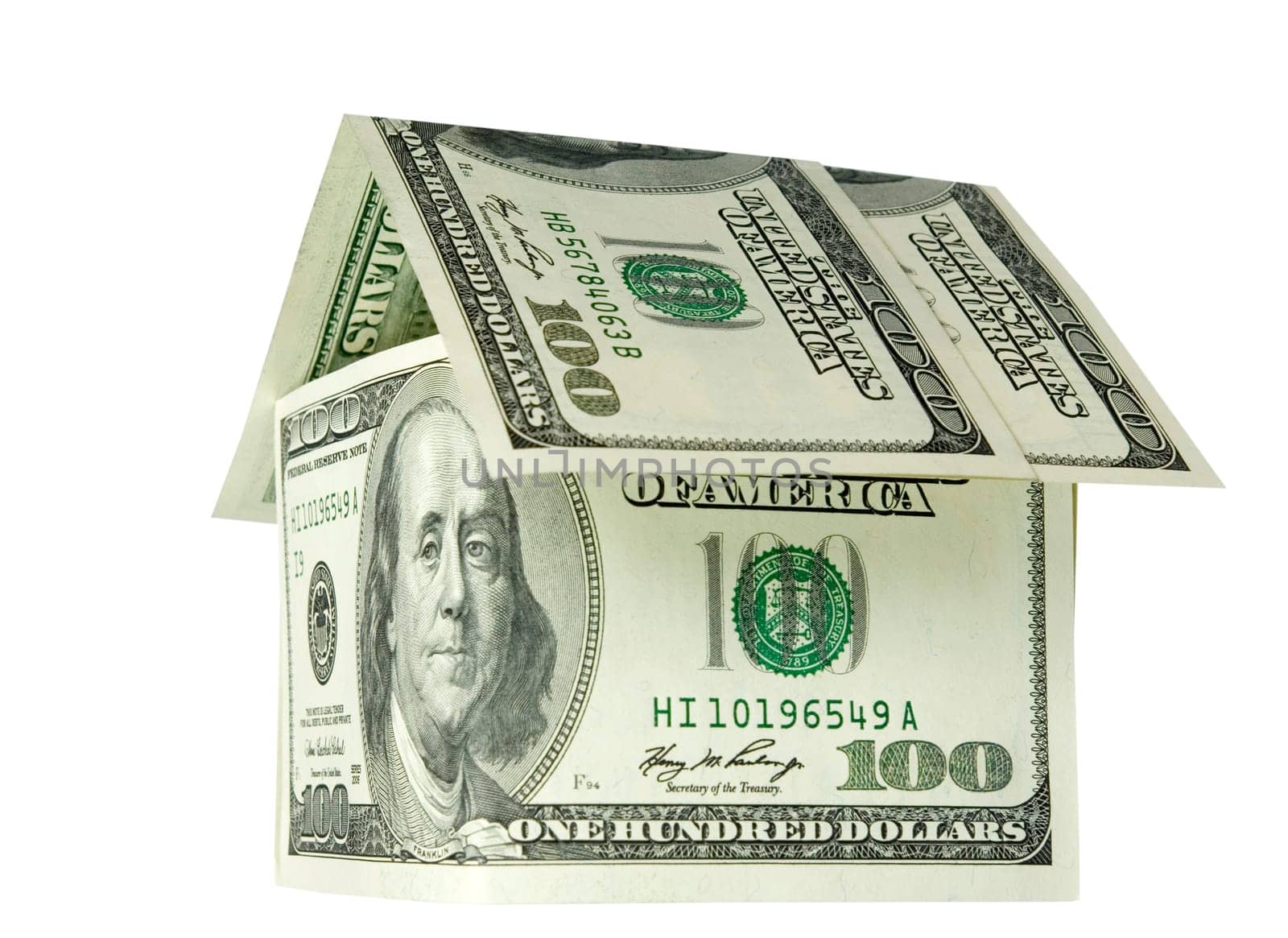 Money house on white background