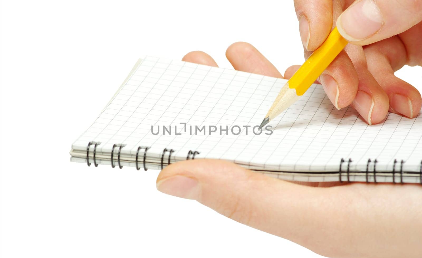 Business people taking notes isolated on white