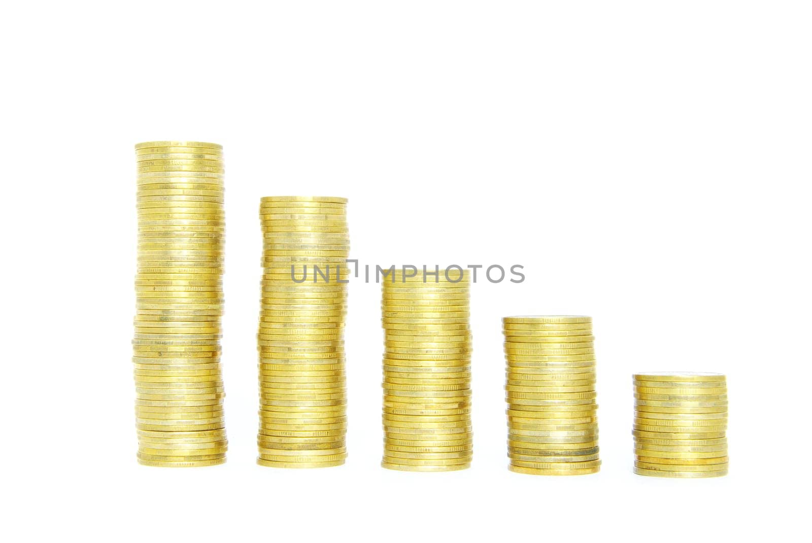 stock of coins isolated on a whiteness