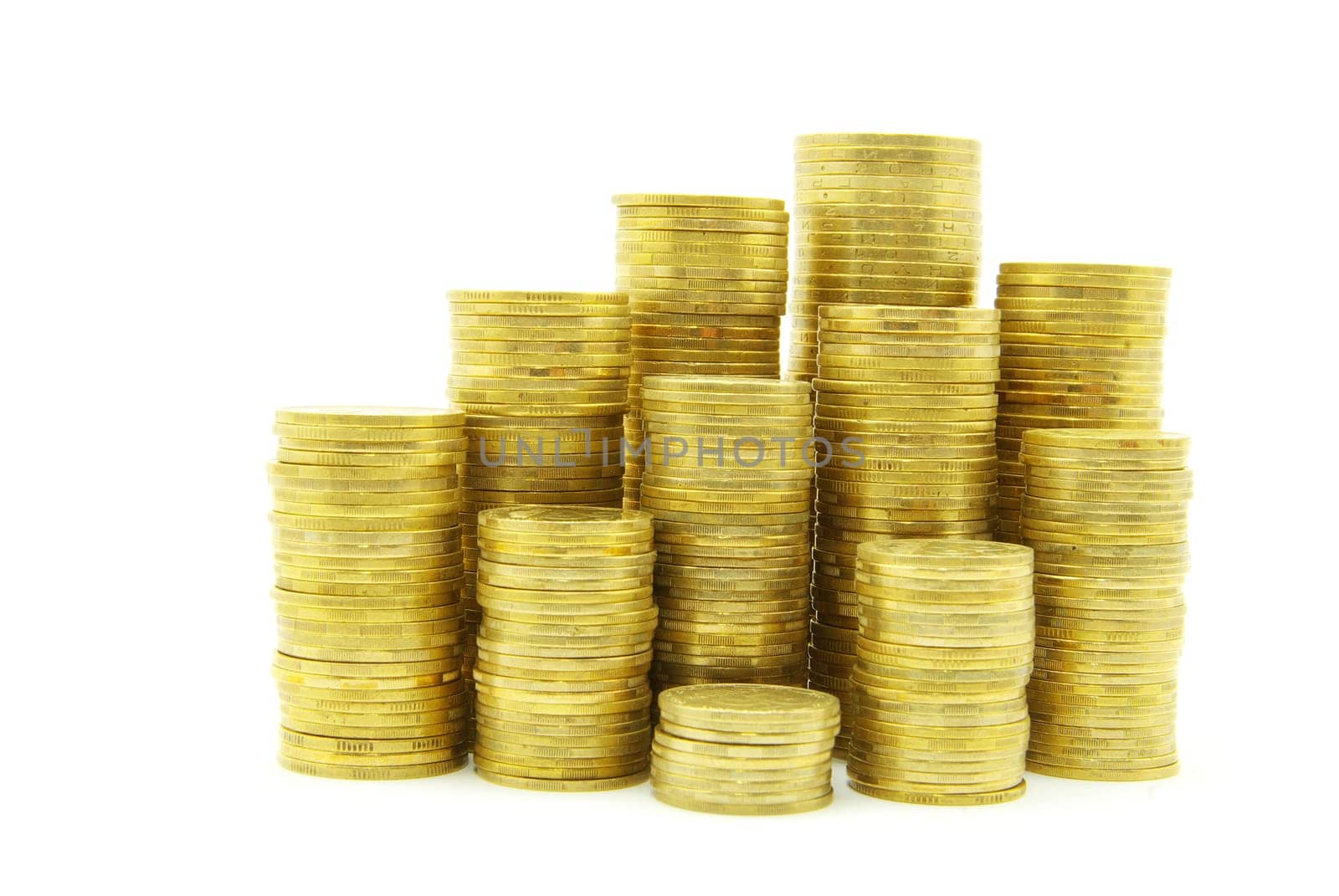 Coin pile isolated on white background