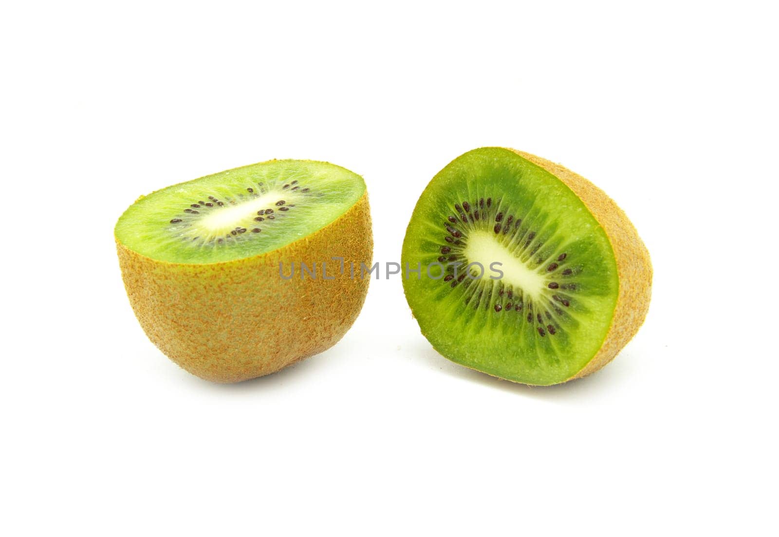 pieces of kiwi isolated on white background